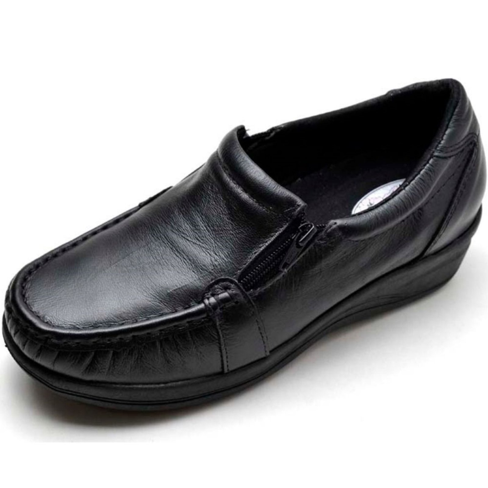 Imagem principal Sapato Mocassim Ortopédico Feminino Comfort Couro Pizaflex preto