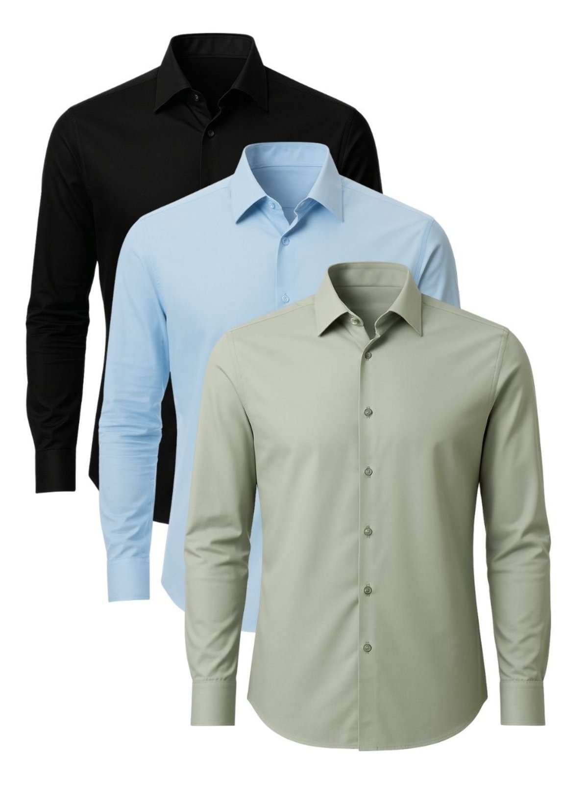 Imagem principal Kit 3 Camisas Social Masculina Manga Longa Crocker Preta e Verde - 50077 Crocker azul