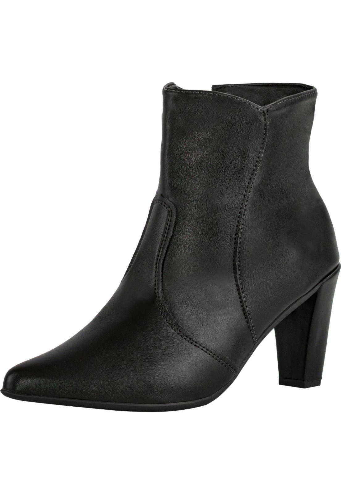 Imagem principal Bota Feminina Bico Fino Lumiss Cano Curto Salto Alto Fino Confortável Saltinho LUMISS preto