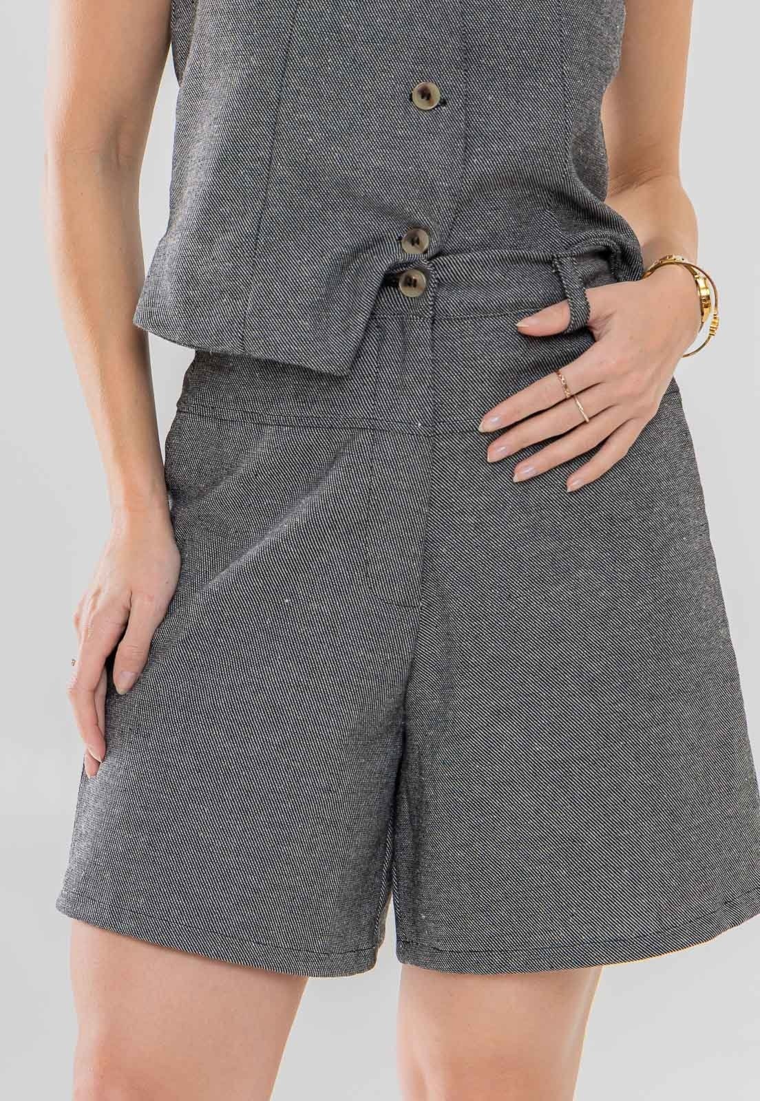 Imagem principal Bermuda Aura Linho Riscado Aura preto