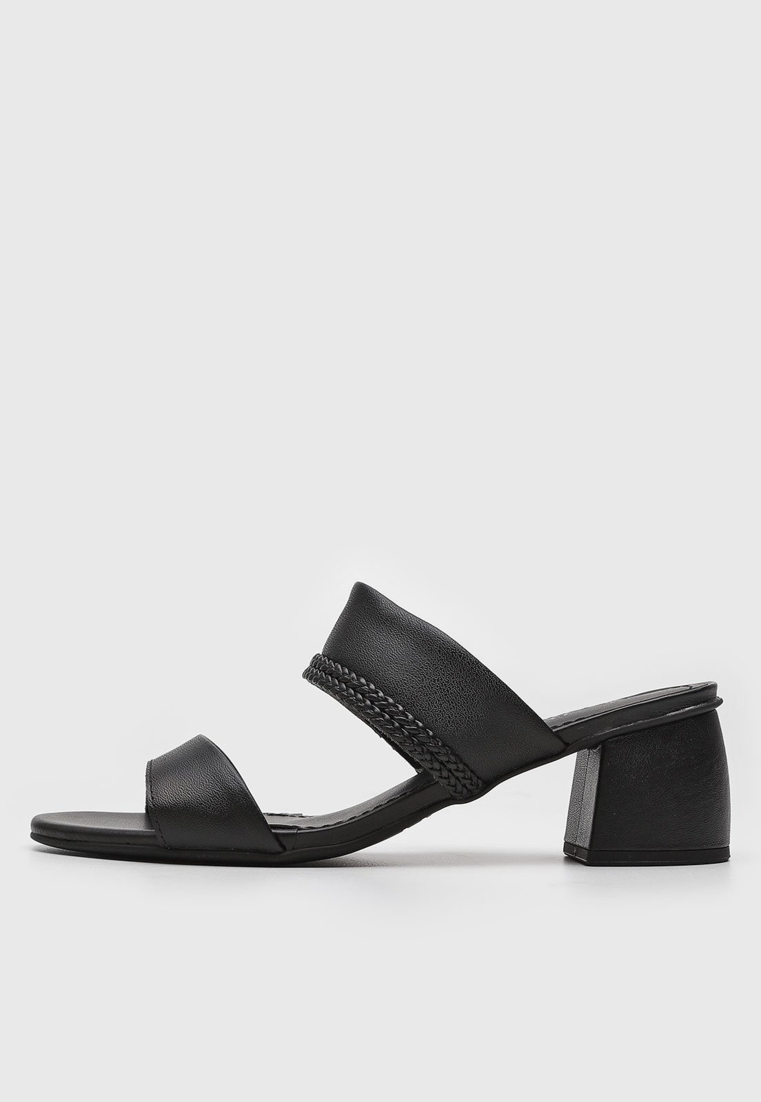 Imagem principal Sandália Feminina Usaflex Salto Bloco Tramado Preta Usaflex preto