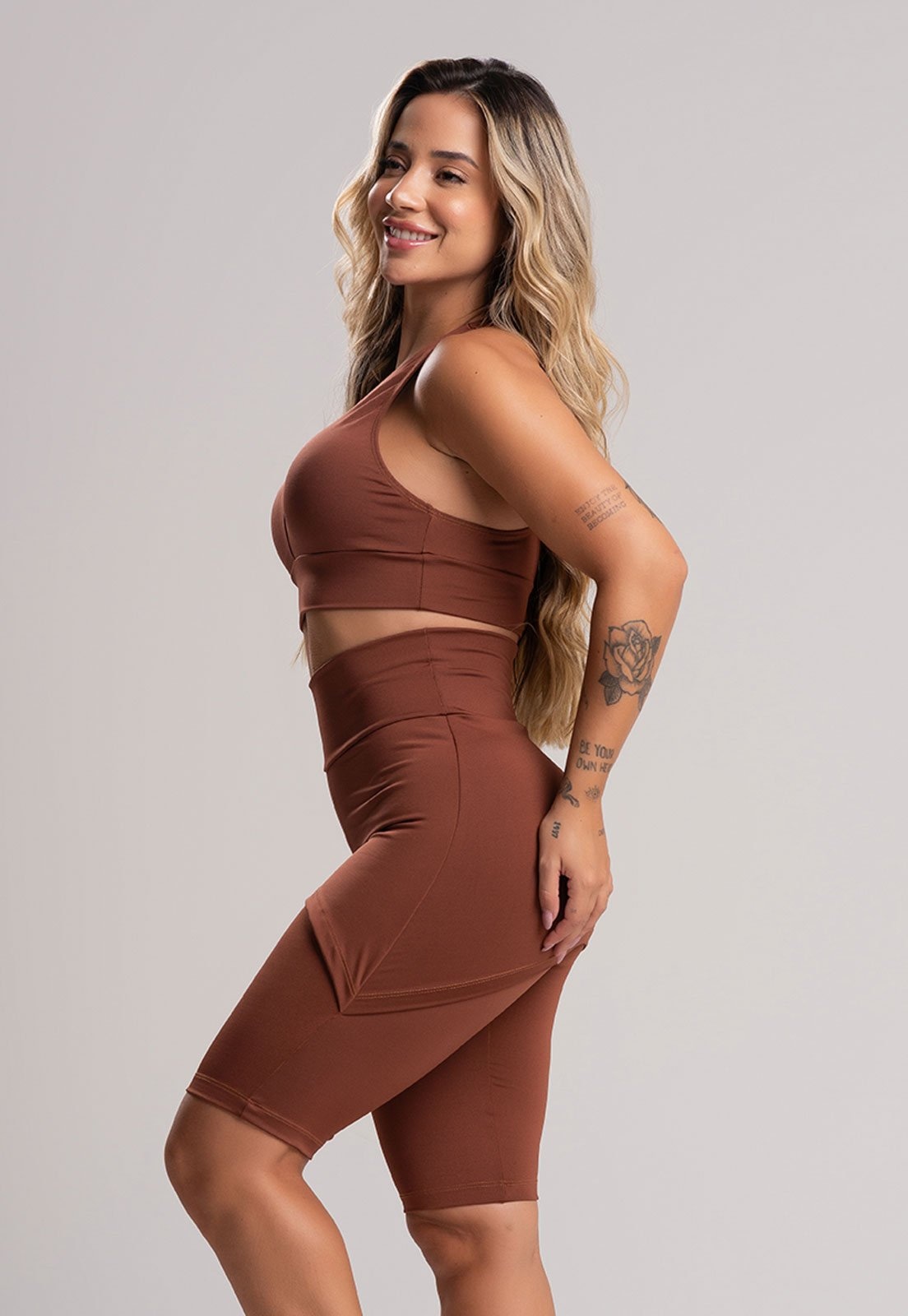 Imagem principal Bermuda MVB Modas Ciclista Saia Tapa Bumbum Cintura Alta Mvb Modas marrom