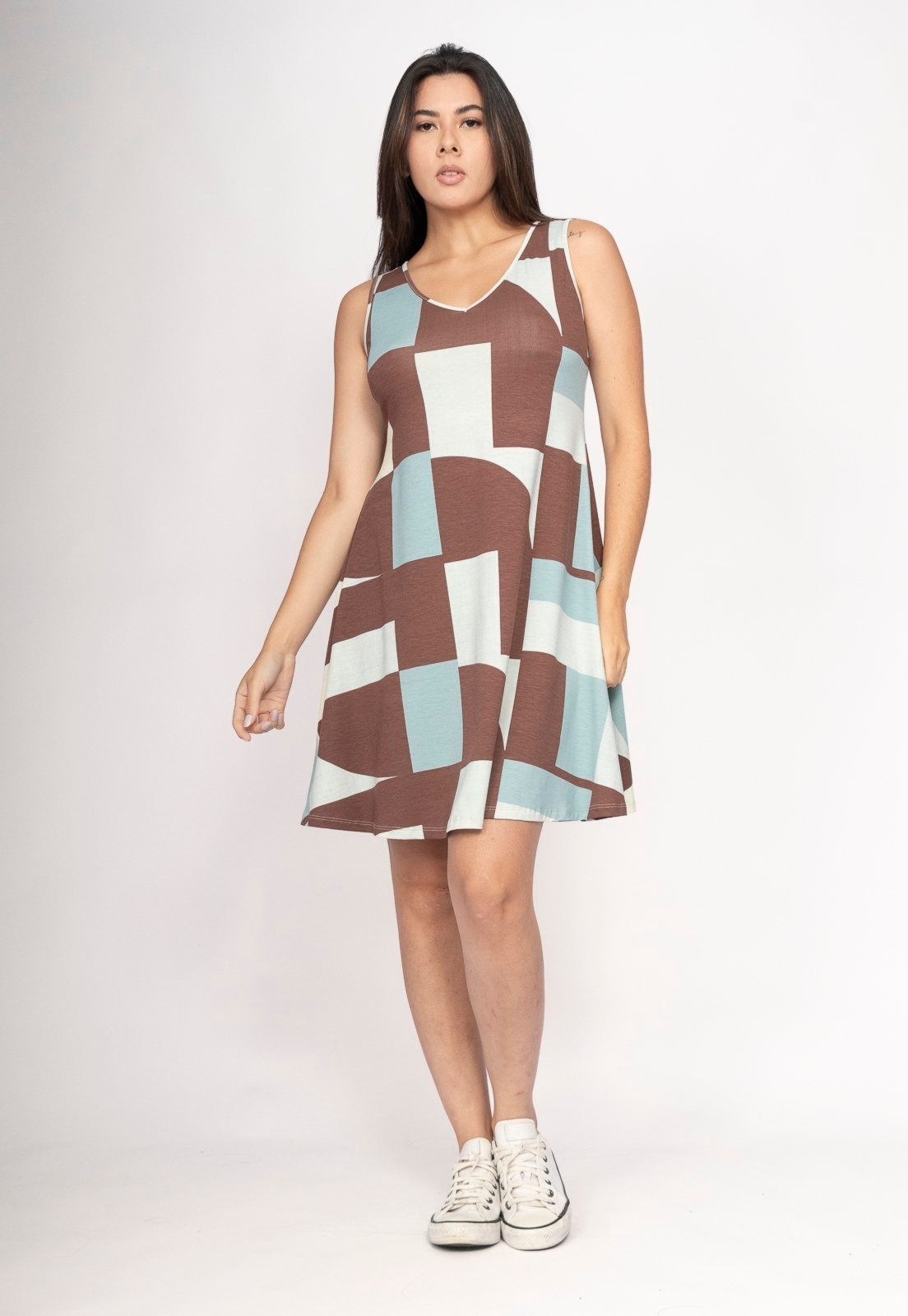 Imagem principal Vestido CabanaFree Amana Curto Regata Malha Santa Rosa do Tocantins Cabanafree estampado rosa