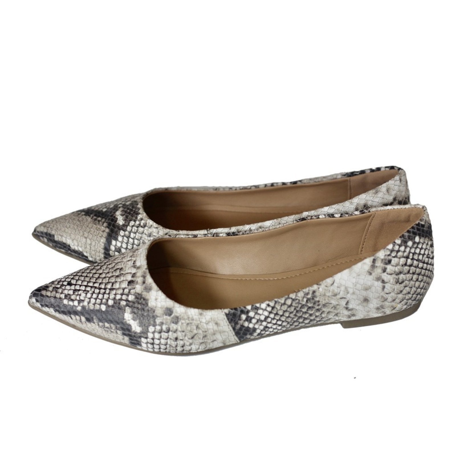 Imagem principal Sapatilha Feminina Bico Fino em Couro Salto Baixo Cinza Spinelli cobra