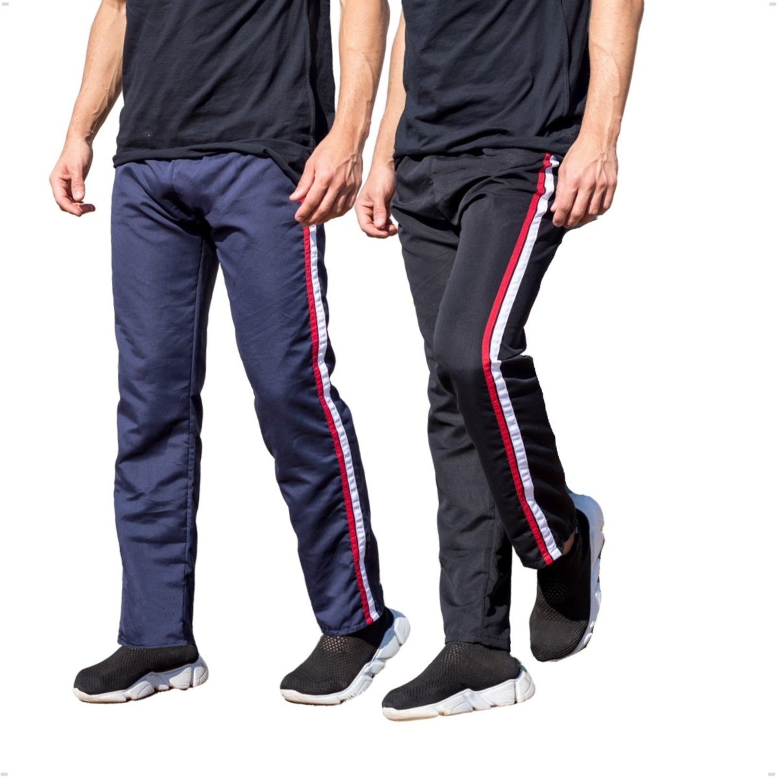 Imagem principal Kit 2 Calças Tactel Masculina Treino Academia Bolso Traseira Frent's azul/azul marinho/multicolorido/preto