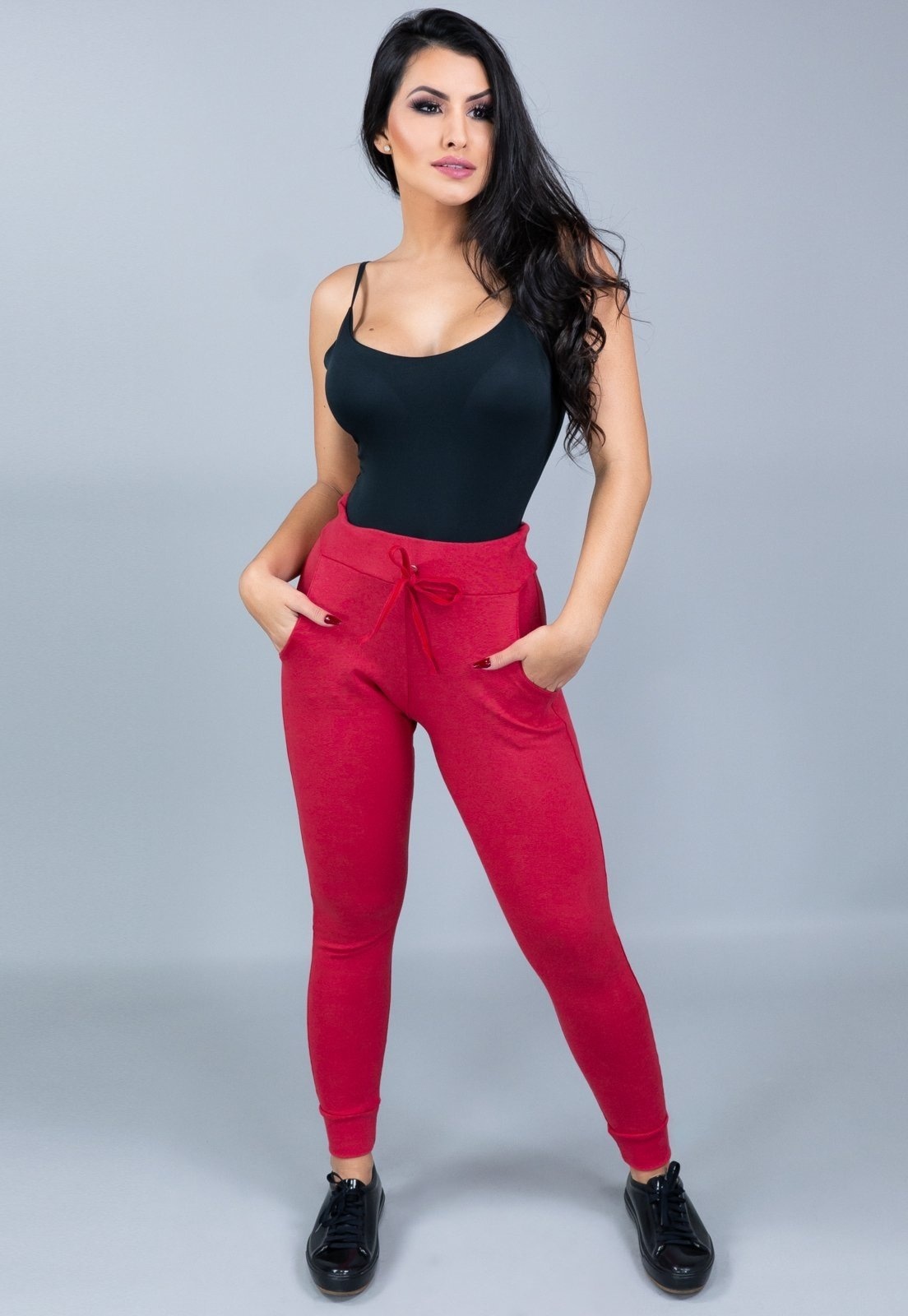 Imagem principal Calça Ribana Jogger MVB Modas Cintura Alta Moletom Mvb Modas vermelho
