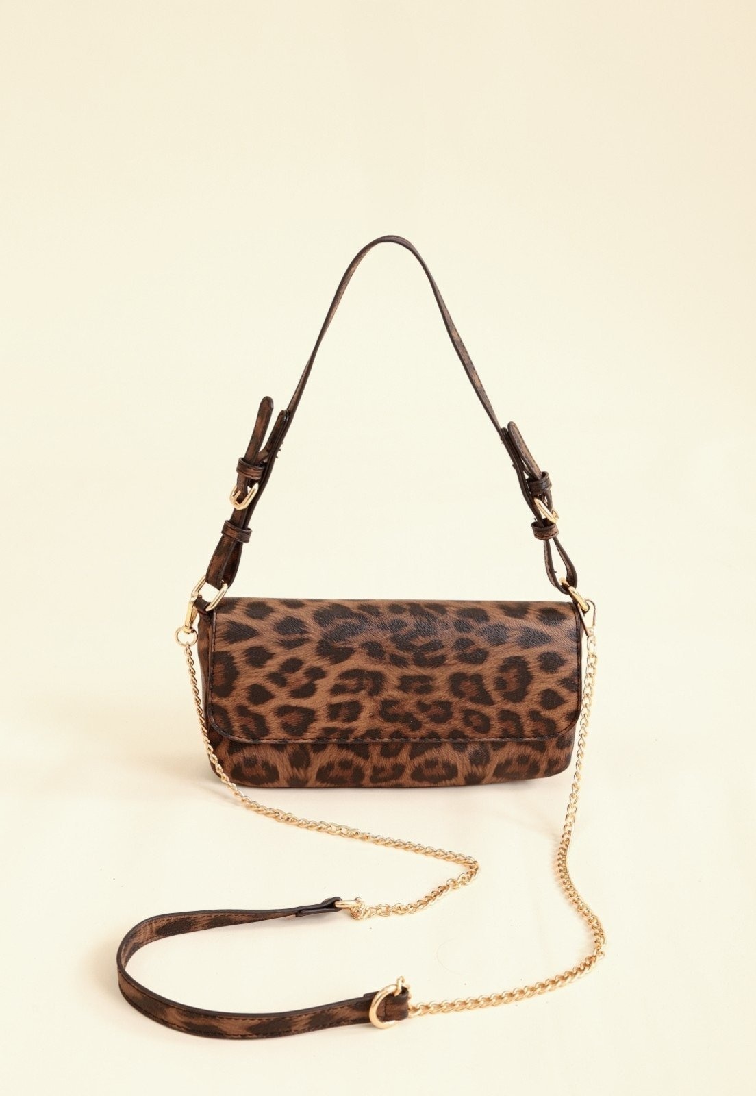 Imagem principal Bolsa Baguete Pop Me Animal Print Com Corrente Pop Me bege