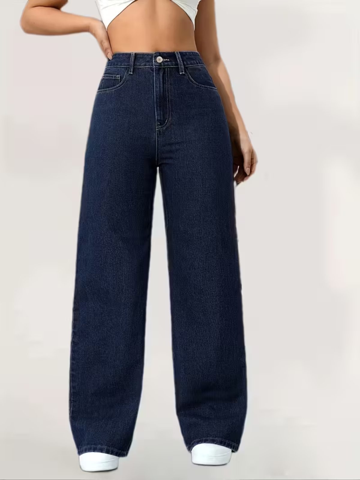 Imagem principal Calça Widleg Feminina Jeans Alpha Street Wear Estilo Gringa Fashion e Confortavel Azul Escura Alpha Street Wear jeans azul