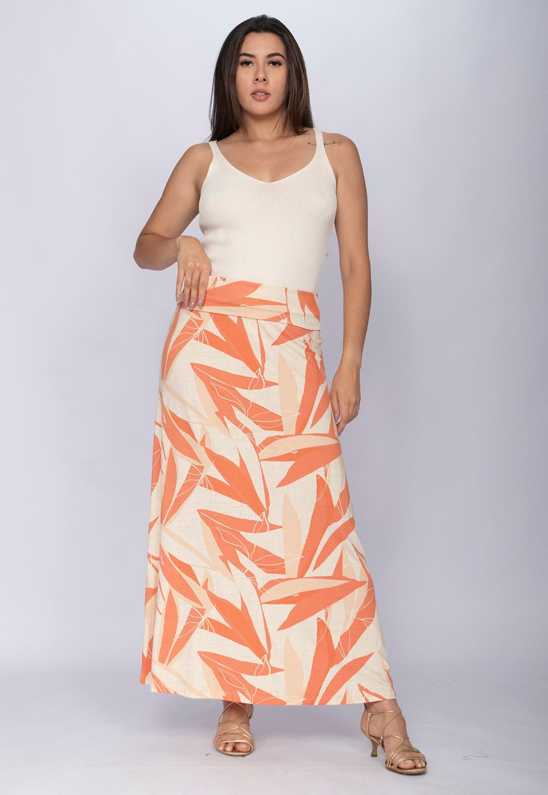 Imagem principal Saia CabanaFree Longa Malha SAZ Estampa Selvagem Cabanafree estampado/laranja