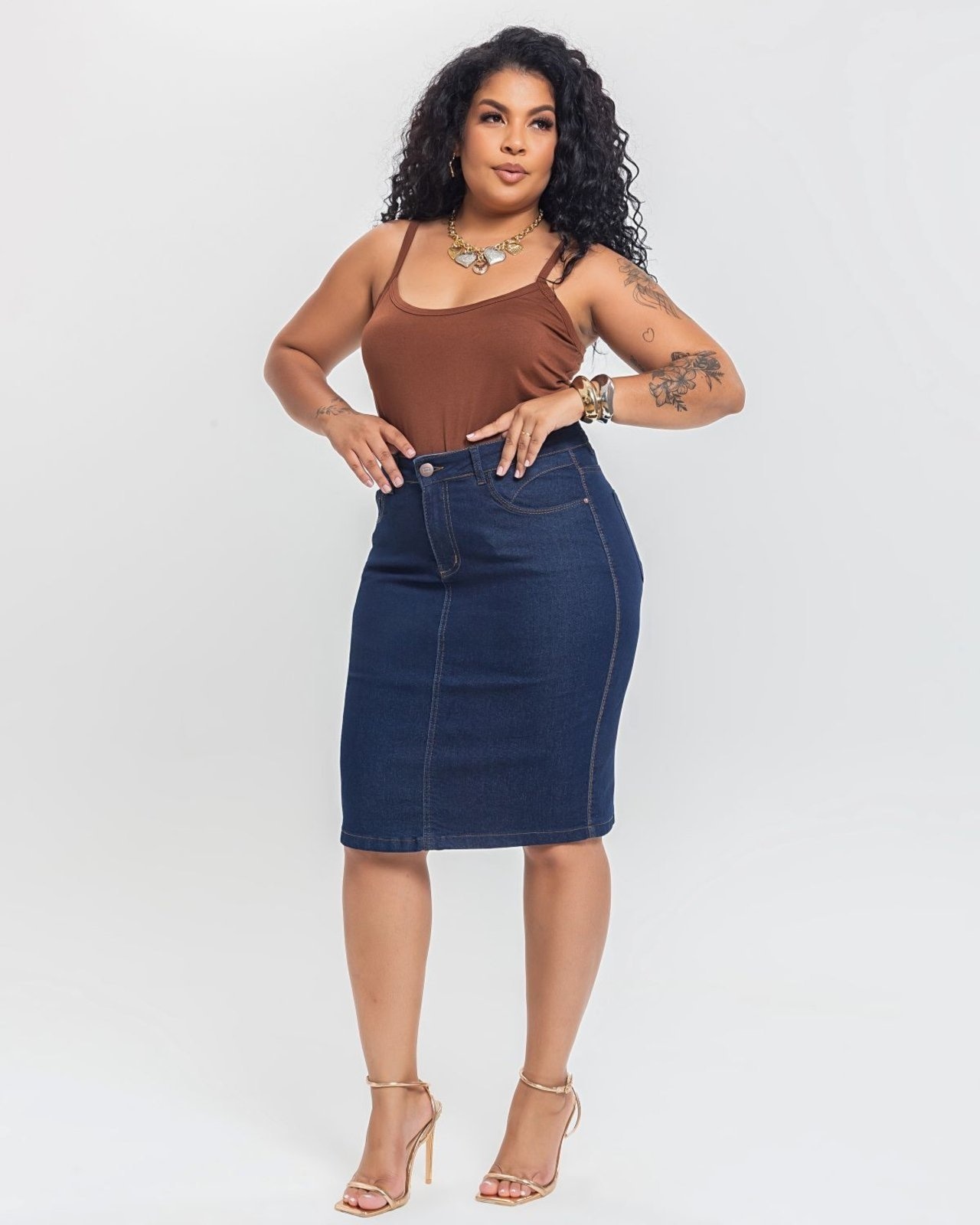 Imagem principal Saia Feminina Secretária Plus Size - Black Jeans - Denim Escuro Black Jeans jeans black