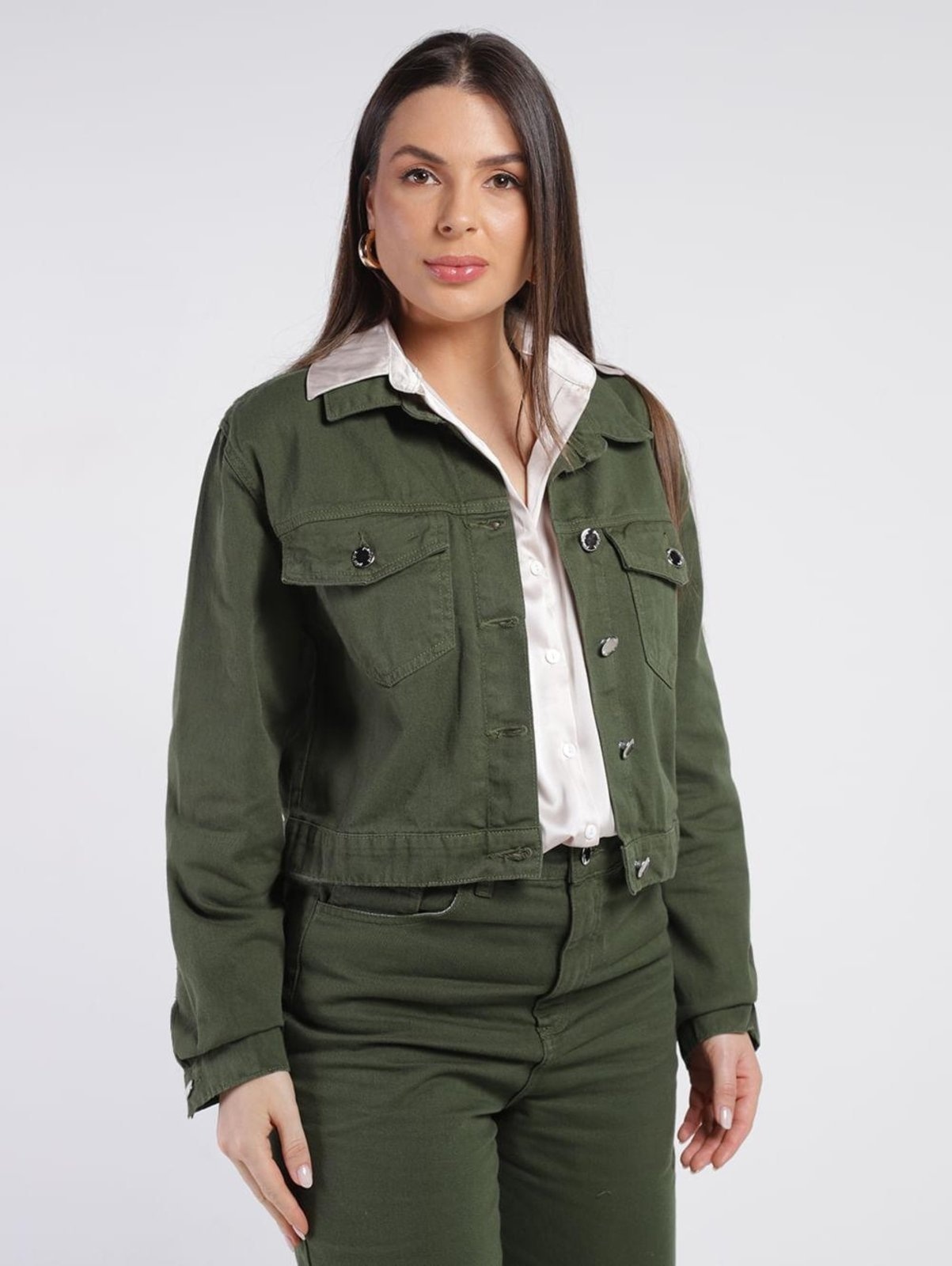Imagem principal Jaqueta Sarja Autentique Feminina Autentique verde