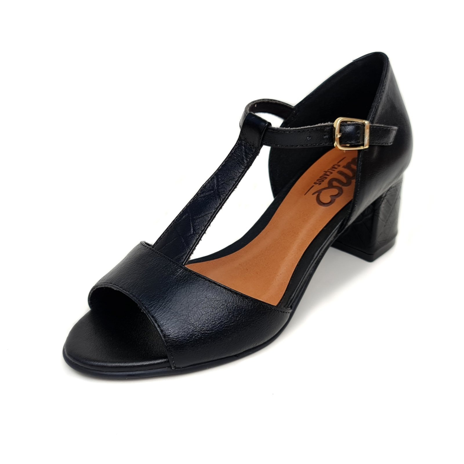 Imagem principal Sandália de Salto em Couro Amo Calçados Julia Preta Amo Calçados preto