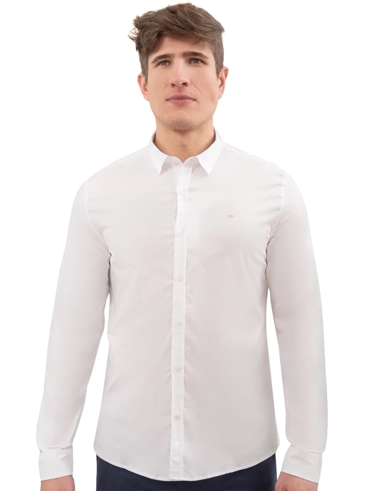 Imagem principal Camisa Calvin Klein Jeans Masculina Slim Fit New CKJ Logo Branca Calvin Klein branco
