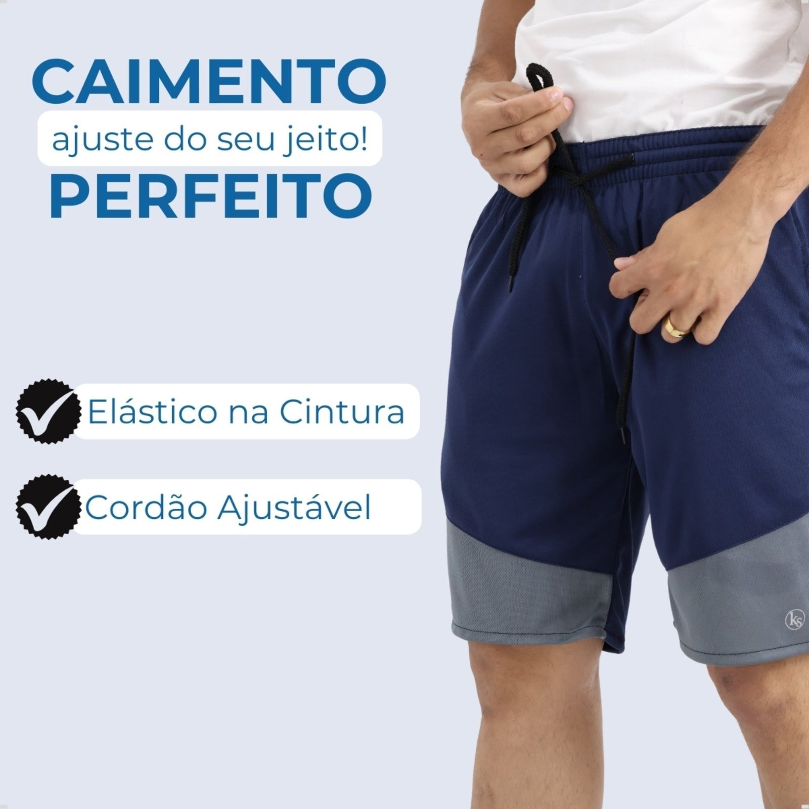 Imagem principal Kit 3 Bermuda Masculina Dry Fit Premium Treino Conforto Academia KS azul/azul marinho/cinza/grafite/multicolorido/prata/preto