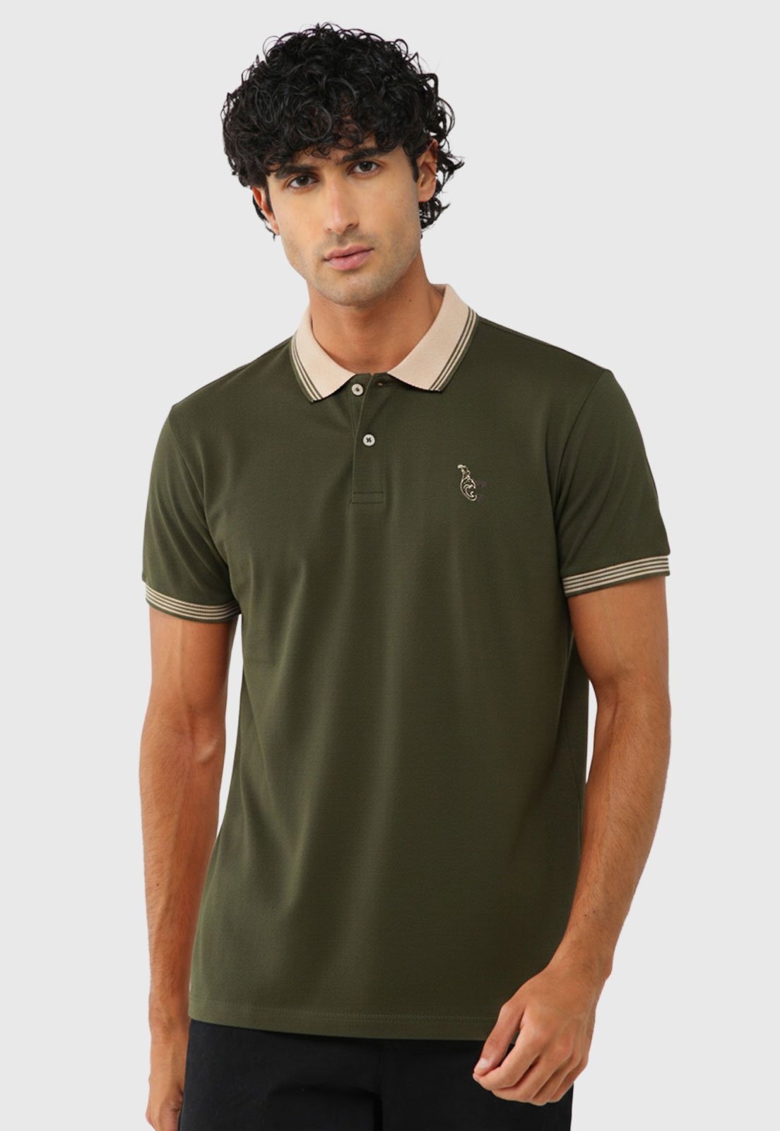 Imagem principal Polo Masculina Colcci Gola Contrastante Escuro Colcci verde