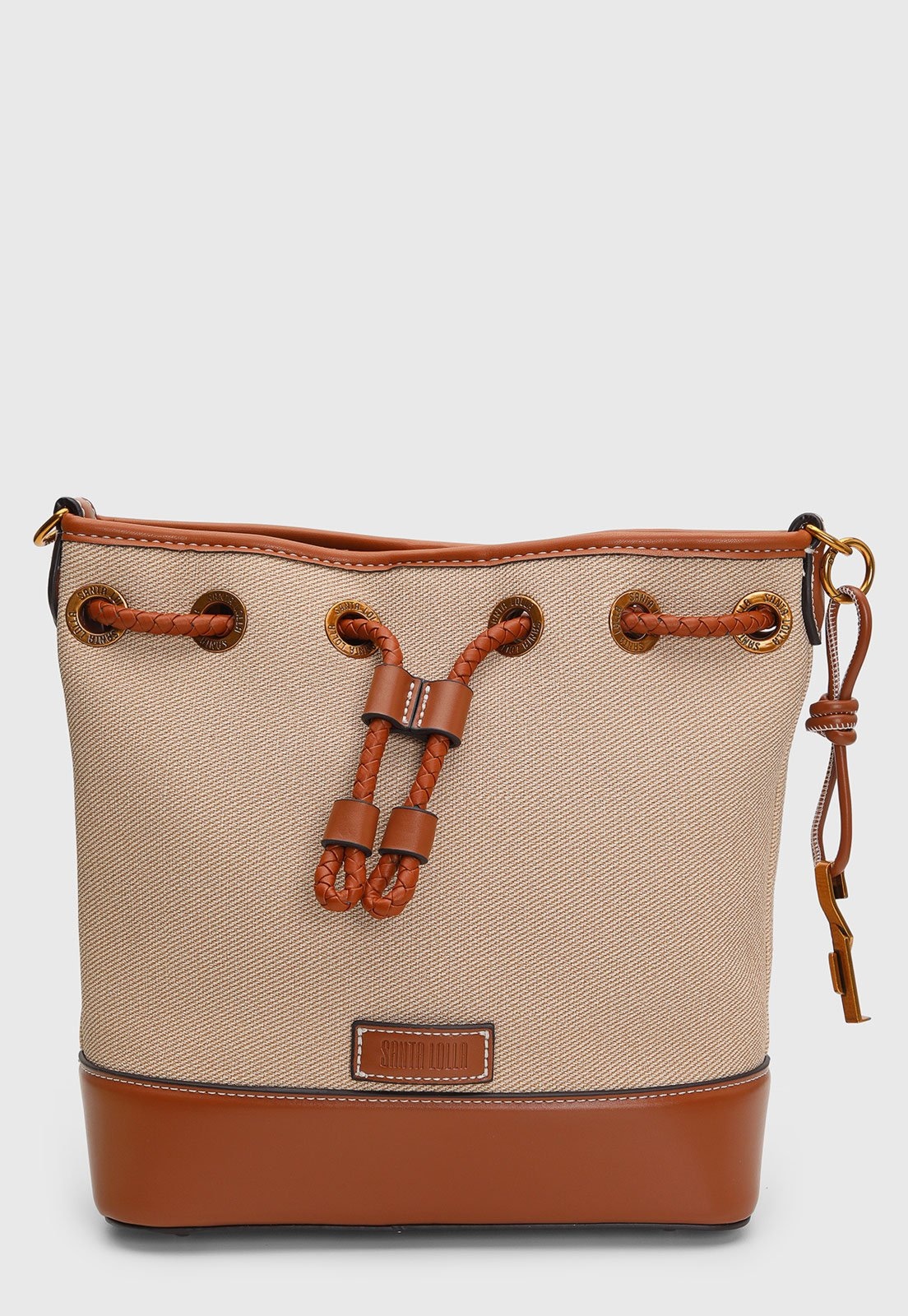 Imagem principal Bolsa Bucket Santa Lolla Média e Bege Santa Lolla caramelo
