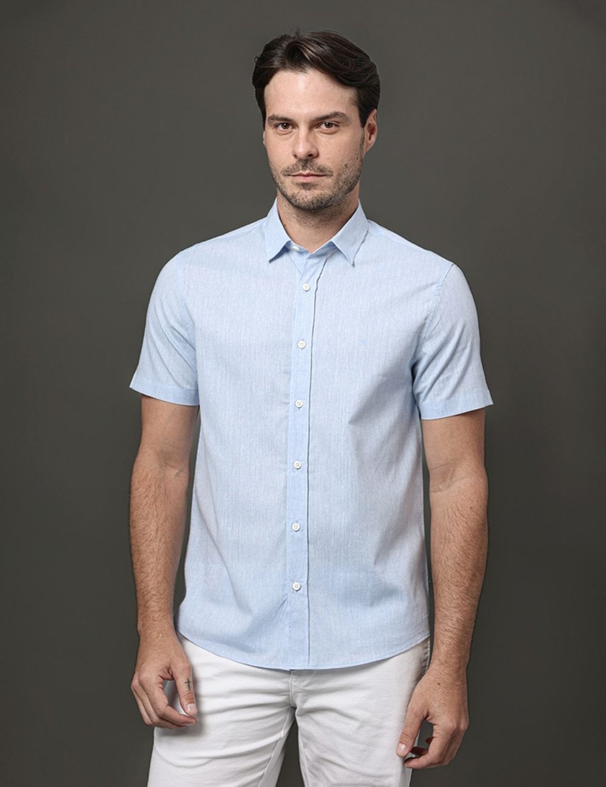 Imagem principal Camisa Masculina Linen Cotton Calvin Klein Jeans Claro Calvin Klein Jeans azul