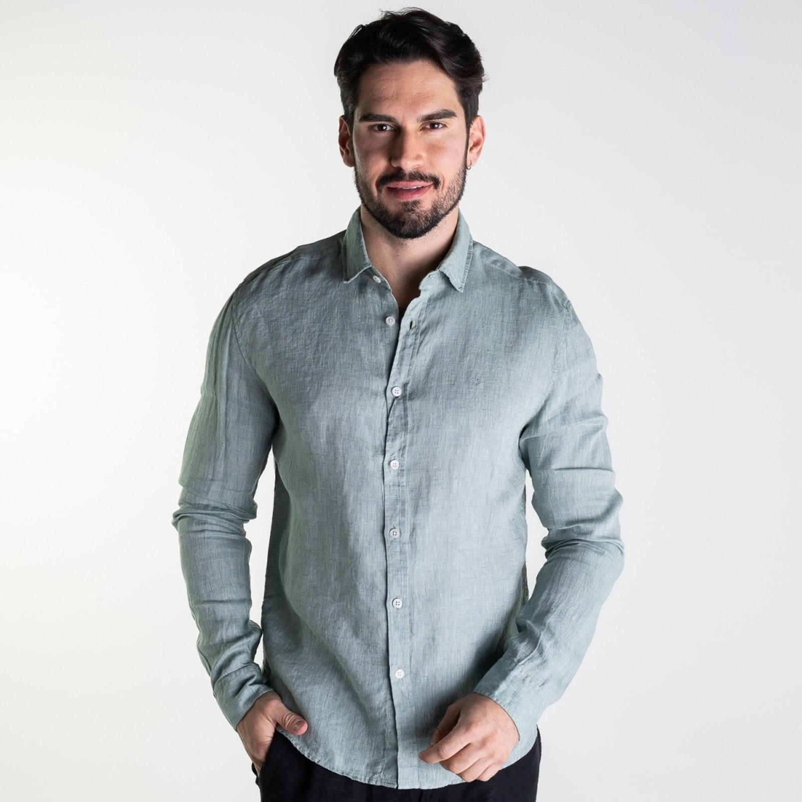 Imagem principal Camisa Calvin Klein Cannes Linen Linho Calvin Klein verde