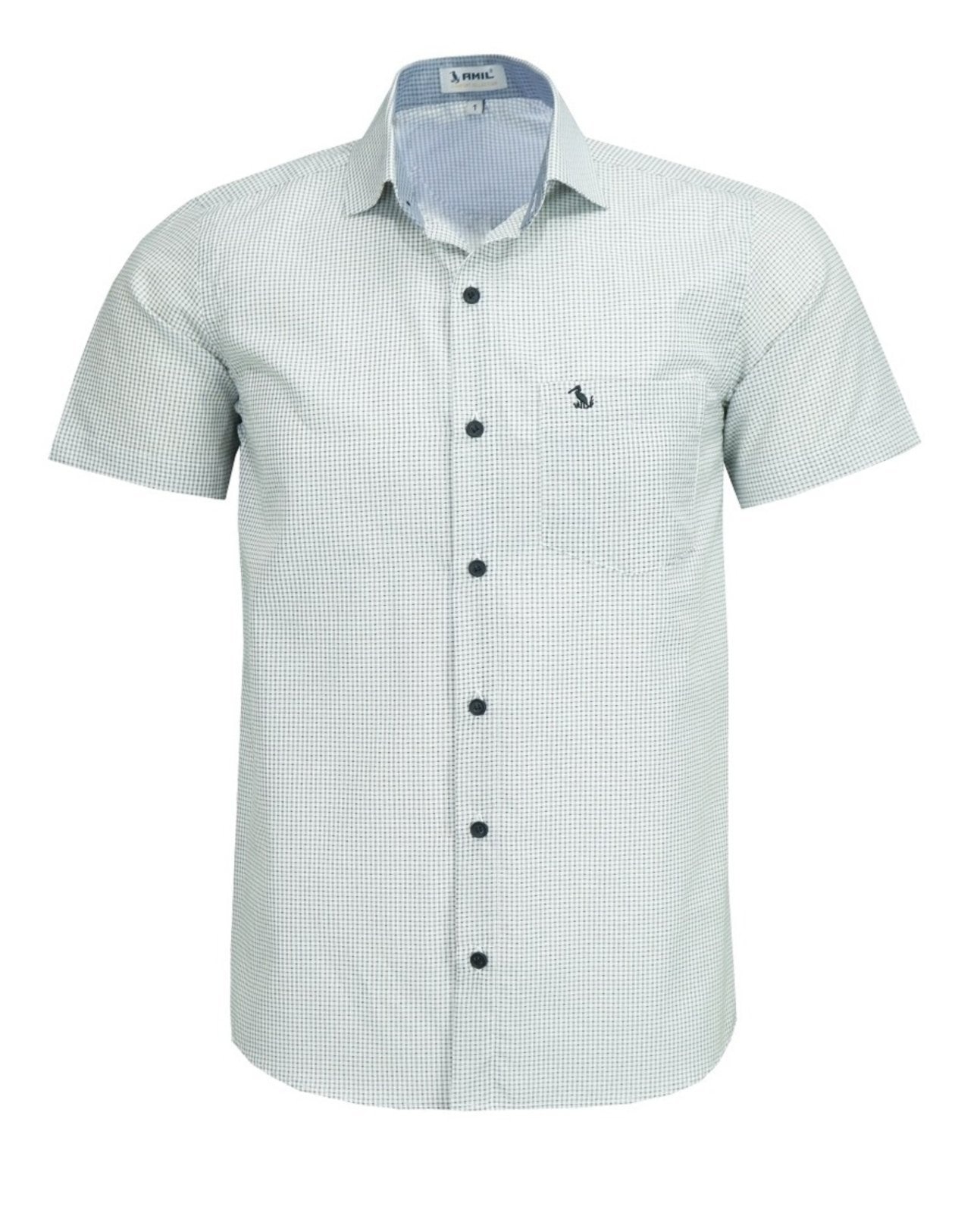 Imagem principal Camisa Social Amil Estampado Comfort Ferrix Manga Curta Misto Bco/Preto Amil branco