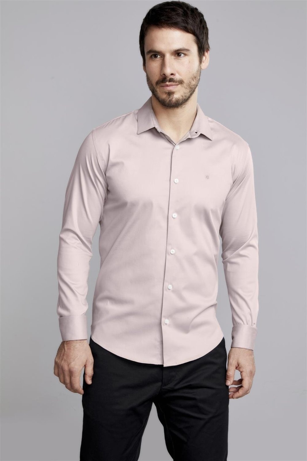 Imagem principal HIGHSTIL Camisa Lisa Manga Longa Fio Tinto Slim Fit - Rose HIGHSTIL rosa rose