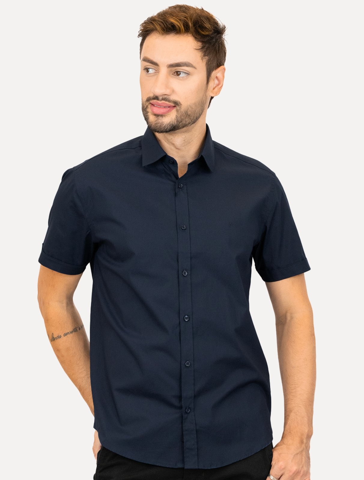 Imagem principal Camisa Aramis Masculina Manga Curta Regular Tricoline Stretch Marinho Aramis azul marinho