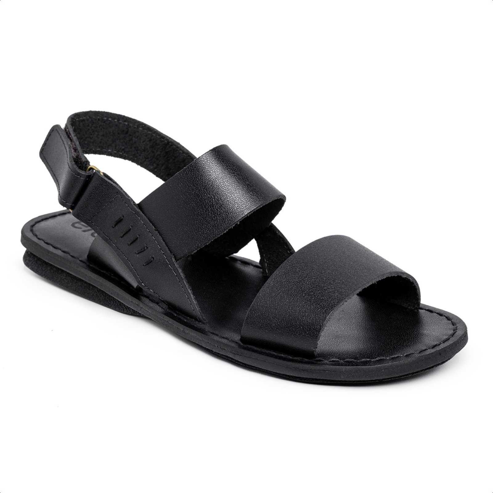 Imagem principal Sandália Masculina Couro Estilosa Ortopédico Ergonômica Ultra Leve Resistente FRANCA GRIFFE preto