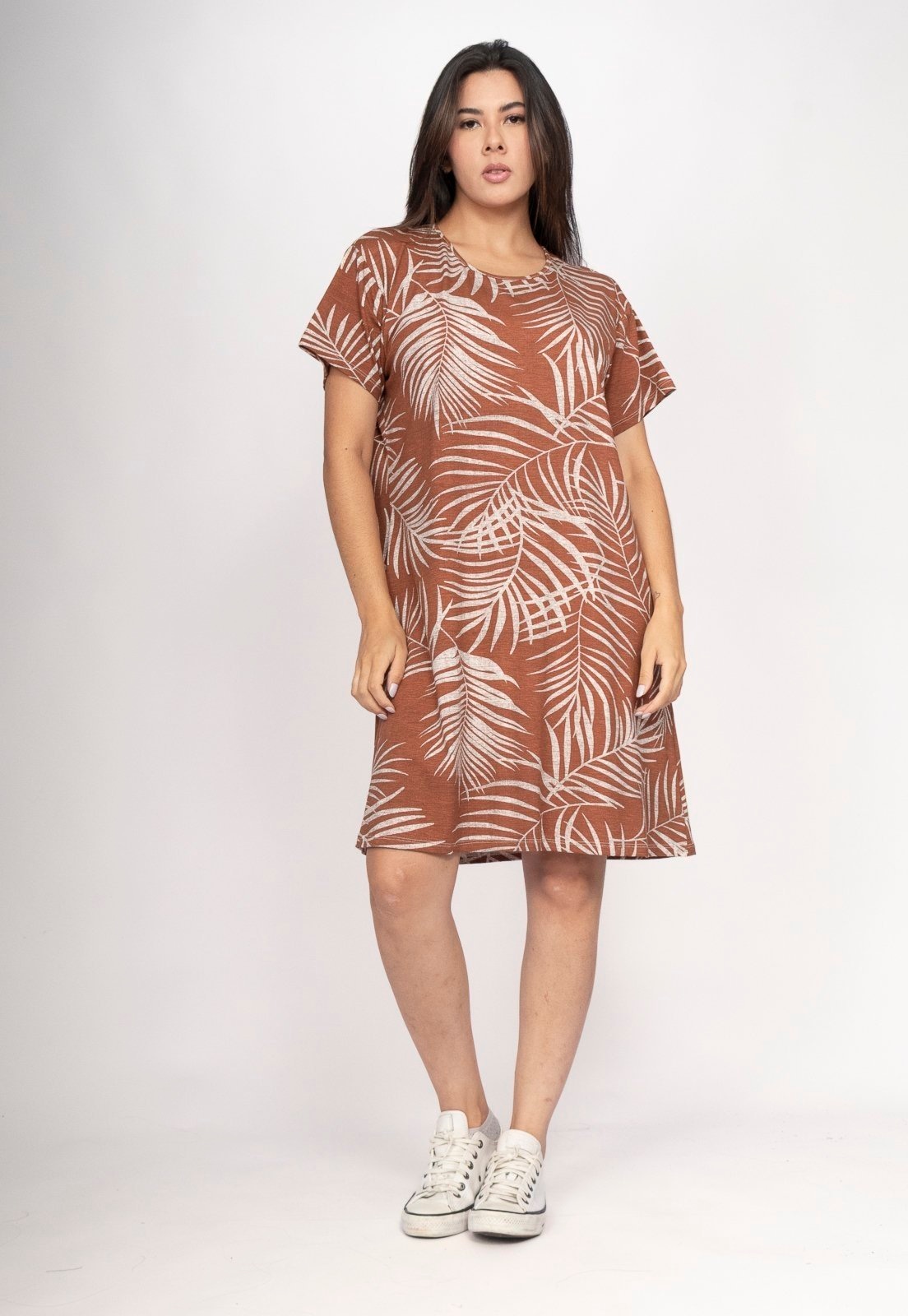 Imagem principal Vestido CabanaFree Amanayara Curto Malha Palmas da Terra Cabanafree estampado