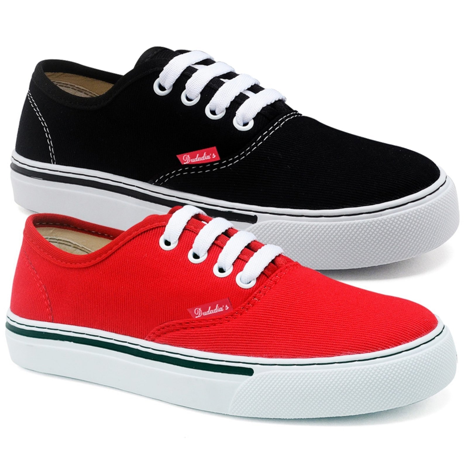 Imagem principal Kit 2 Pares Tênis Feminino Casual Leve em Lona e Vermelho Polo Blu preto