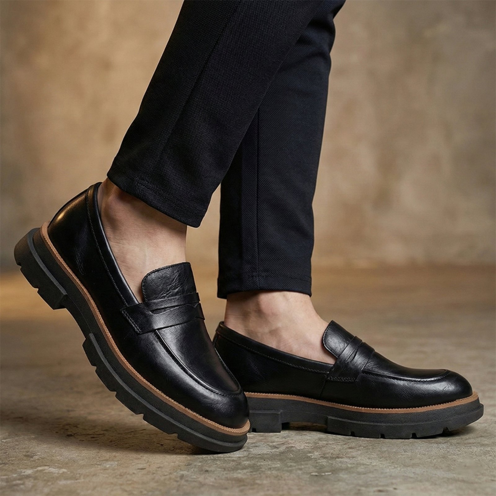 Imagem principal Mocassim Brook Eleva Couro Sola Tratorada Robusta Masculino FRANCA GRIFFE preto