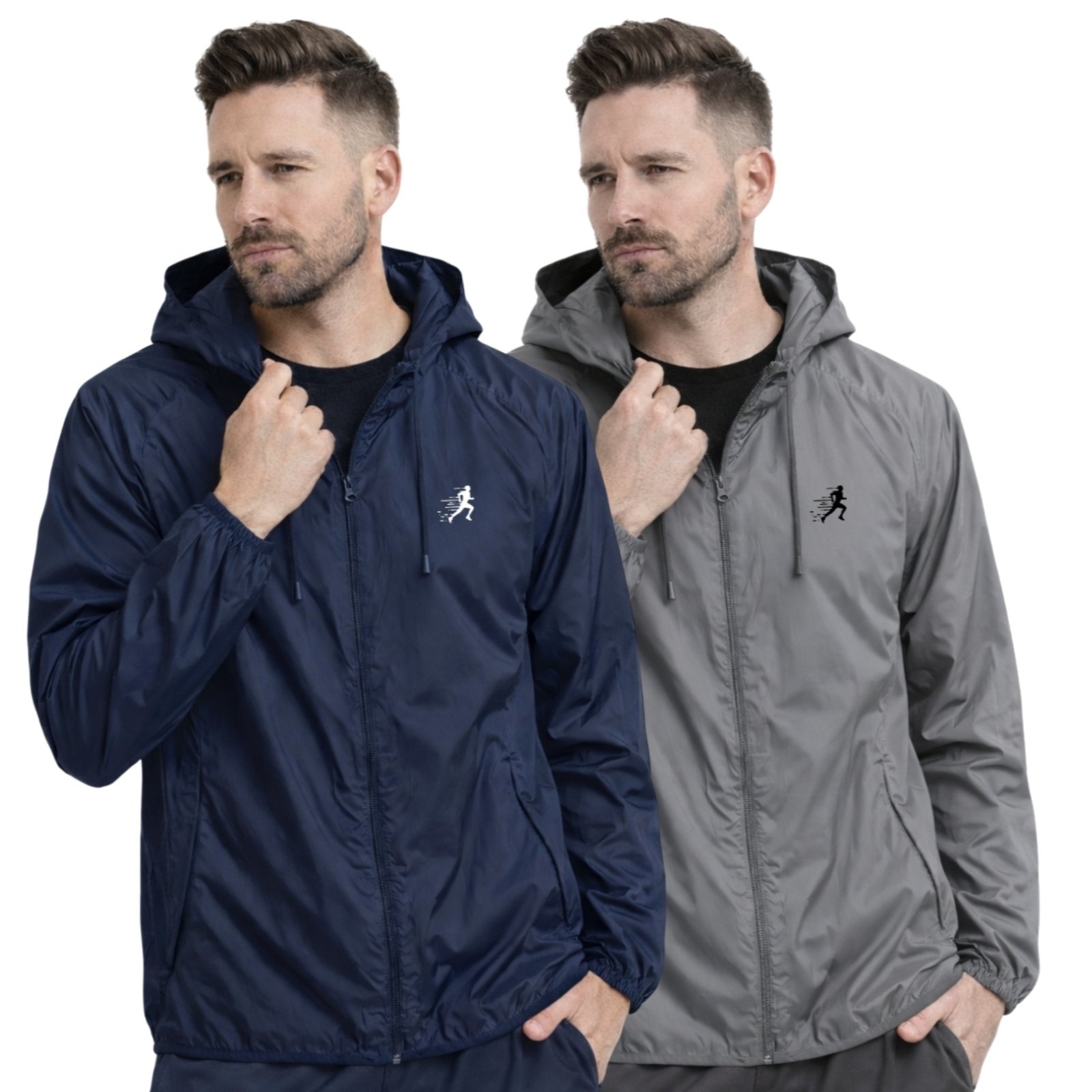 Imagem principal Kit 2 Jaqueta Corta Vento Impermeável Masculino Leve e Confortável Estilo Casual Corrida Relaxado azul