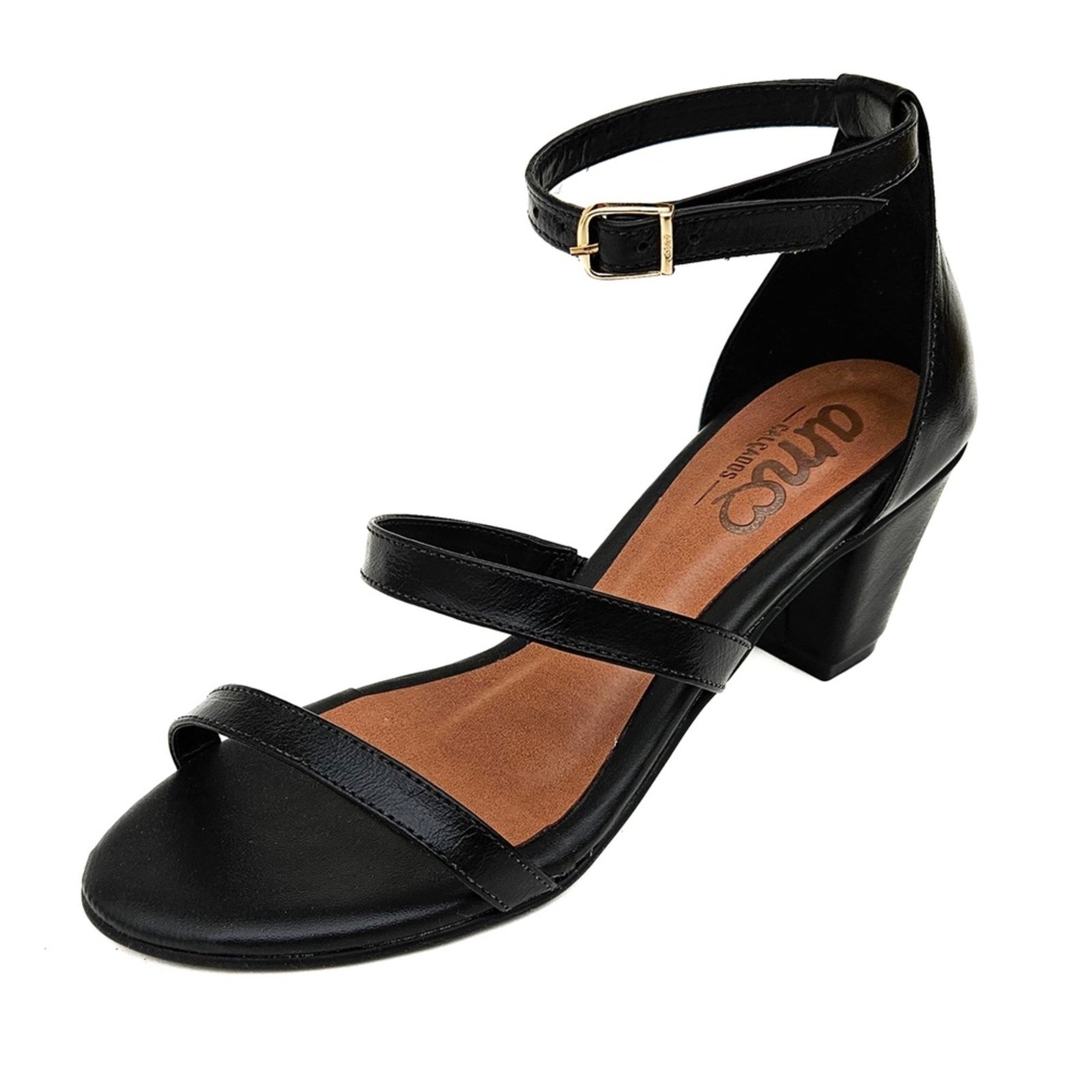 Imagem principal Sandália de Salto em Couro Amo Calçados Taty Preta Amo Calçados preto