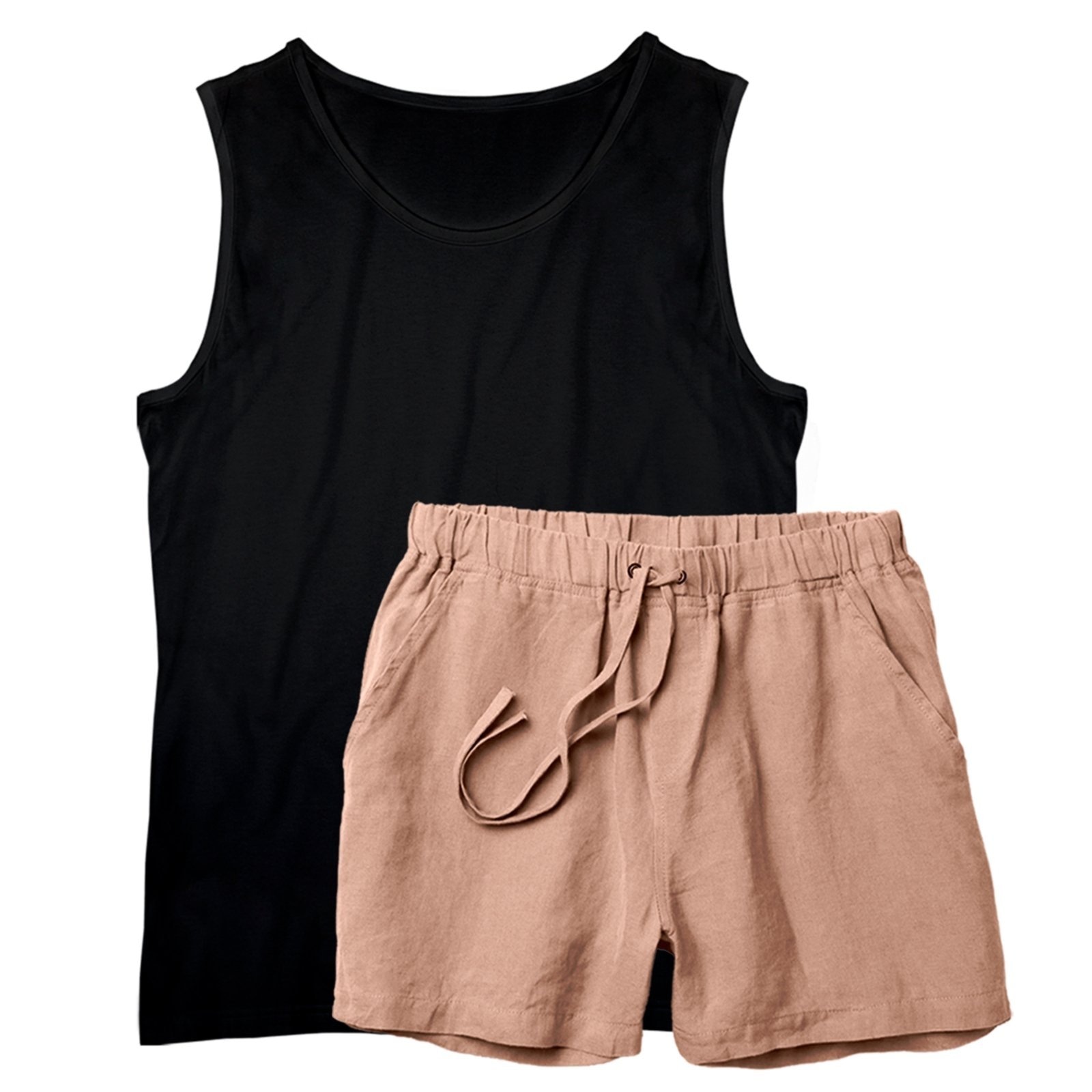 Imagem principal Conjunto Regata e Short Linho Premium Bermuda Masculina Moda Praia Luxo Relaxado multicolorido