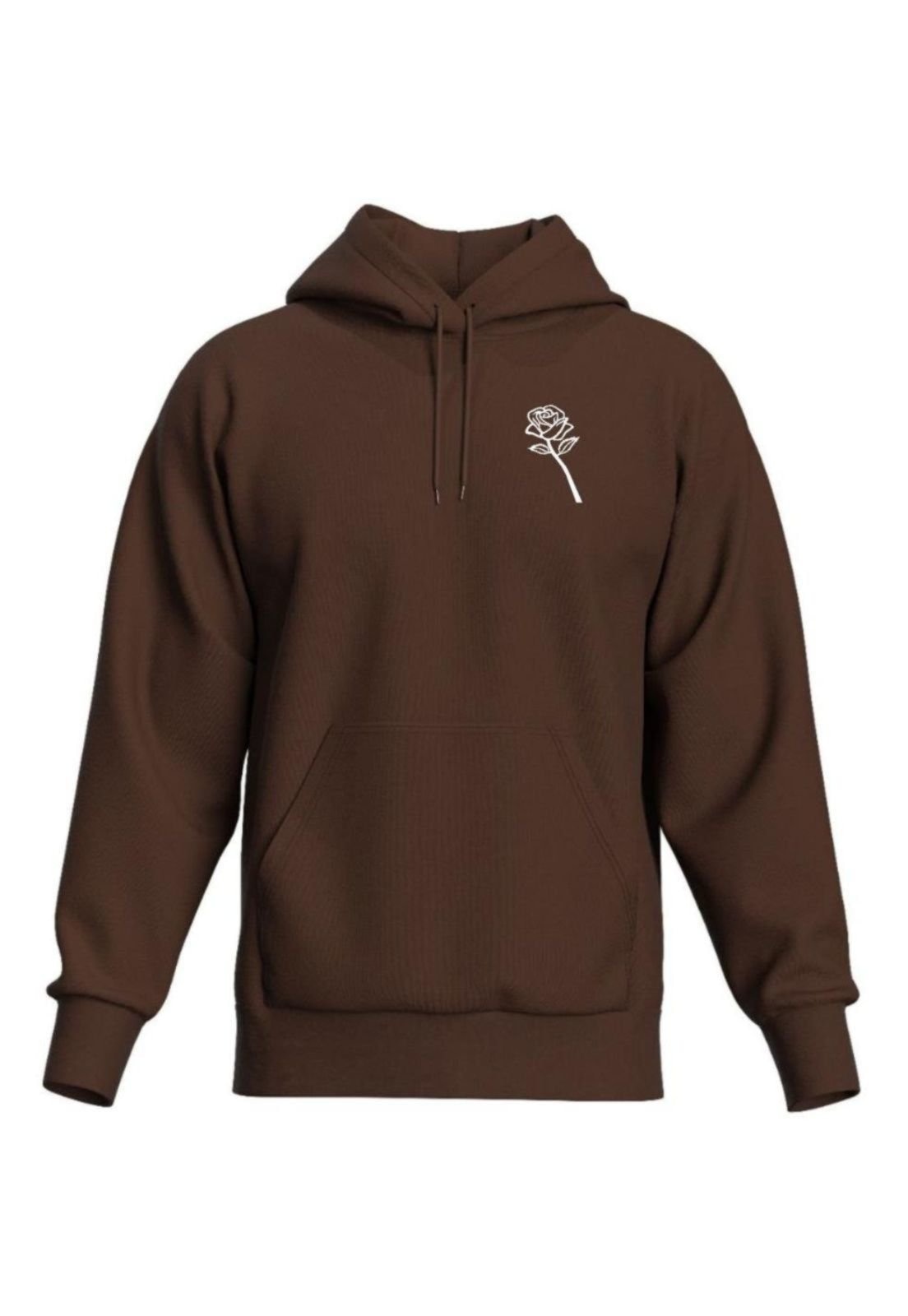 Imagem principal Blusa de Moletom Estampada Flor Agasalho Com Capuz e Bolsos Relaxado café