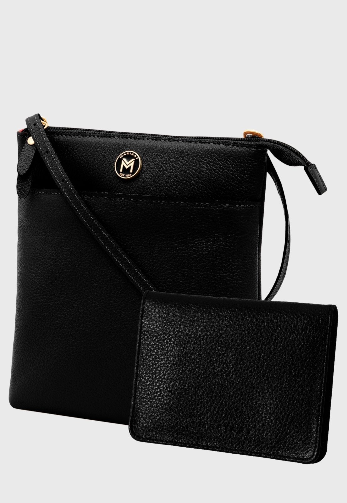 Imagem principal Kit Bolsa Transversal e Carteira de Couro Mariart Itacaré + 649 Preta Mariart preto