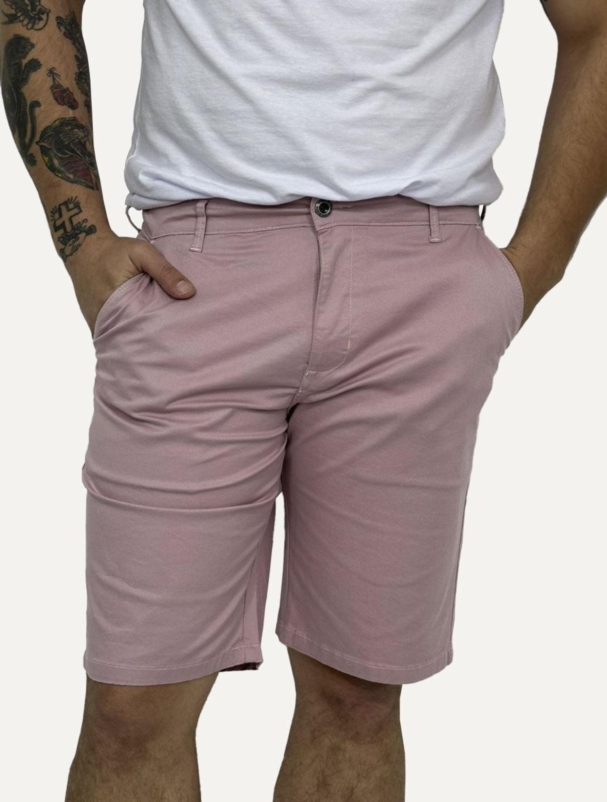 Imagem principal Bermuda King & Joe Sarja Masculina Slim Plaid King & Joe rosa