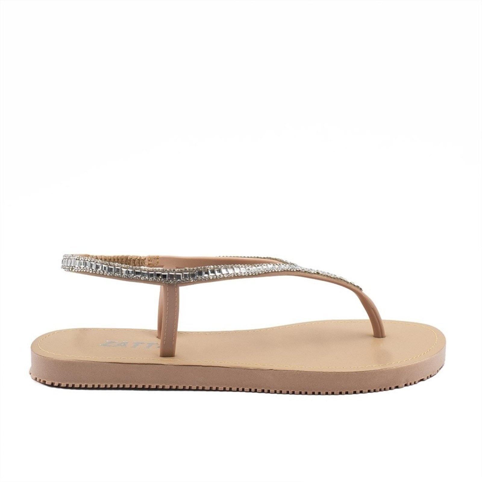 Imagem principal Sandália Rasteira Feminina Zatta Elástico Strass Brilho Natalia Prata ZATTA cinza