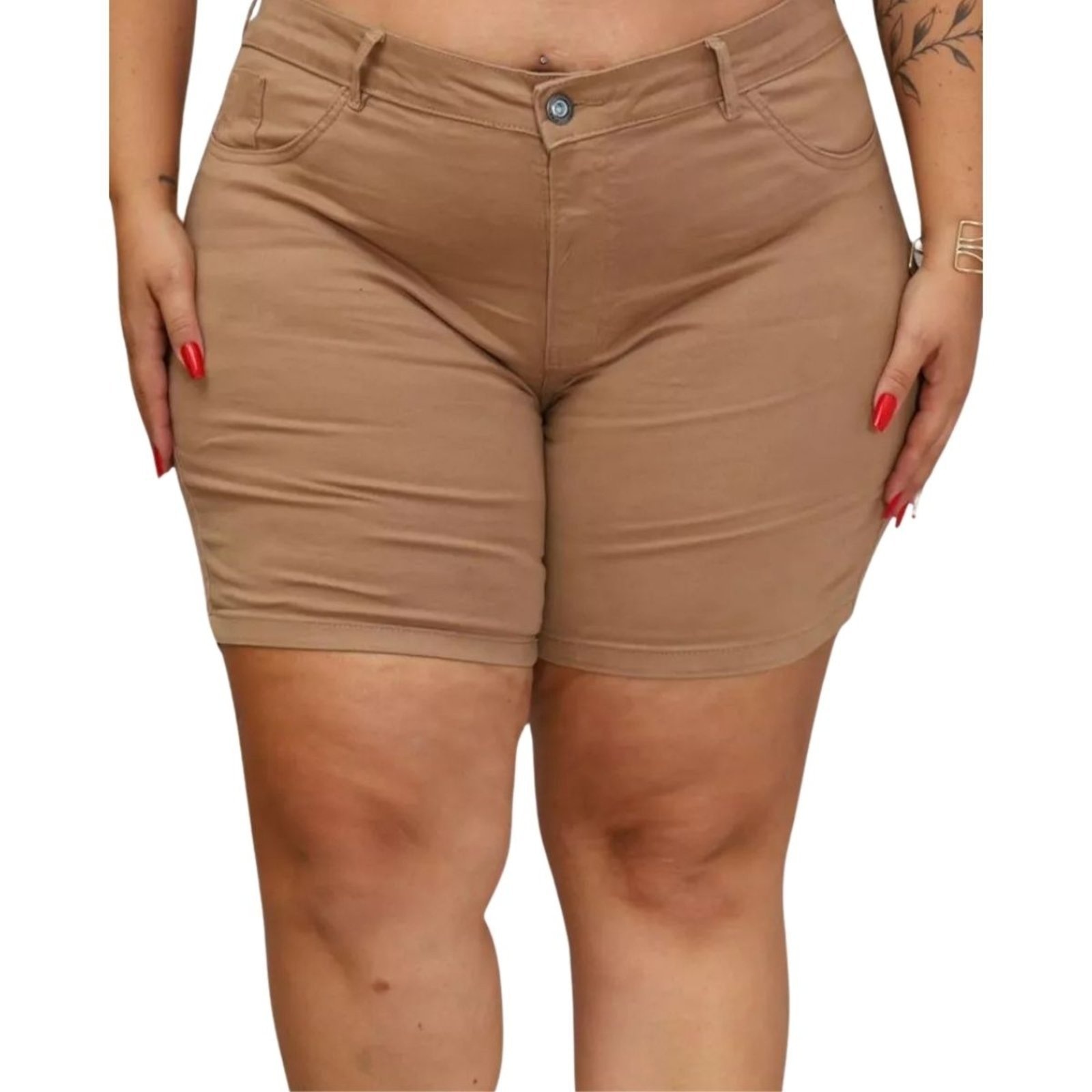Imagem principal Bermuda Moda Feminina Meia Coxa Plus Size Jeans Loka marrom
