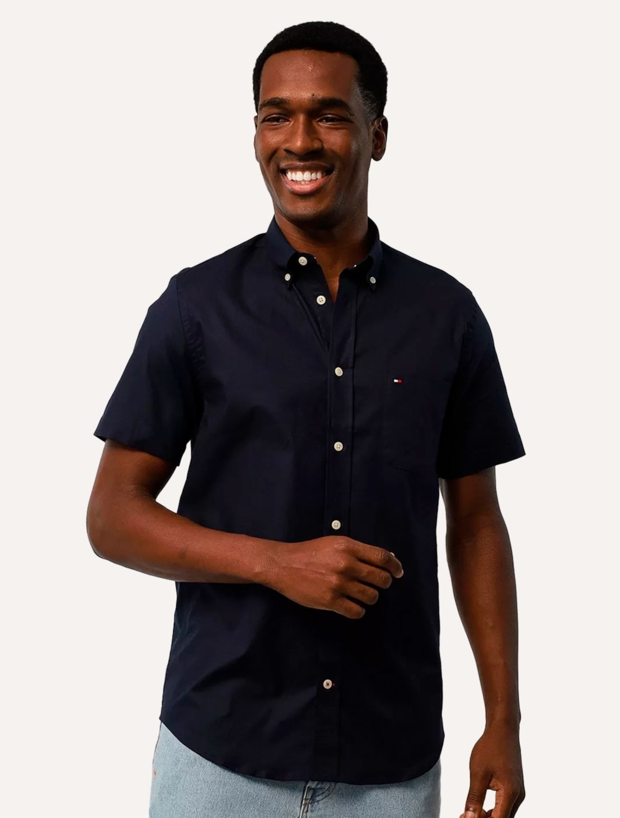 Imagem principal Camisa Tommy Hilfiger Masculina Manga Curta Regular Core Oxford Tommy Hilfiger azul marinho