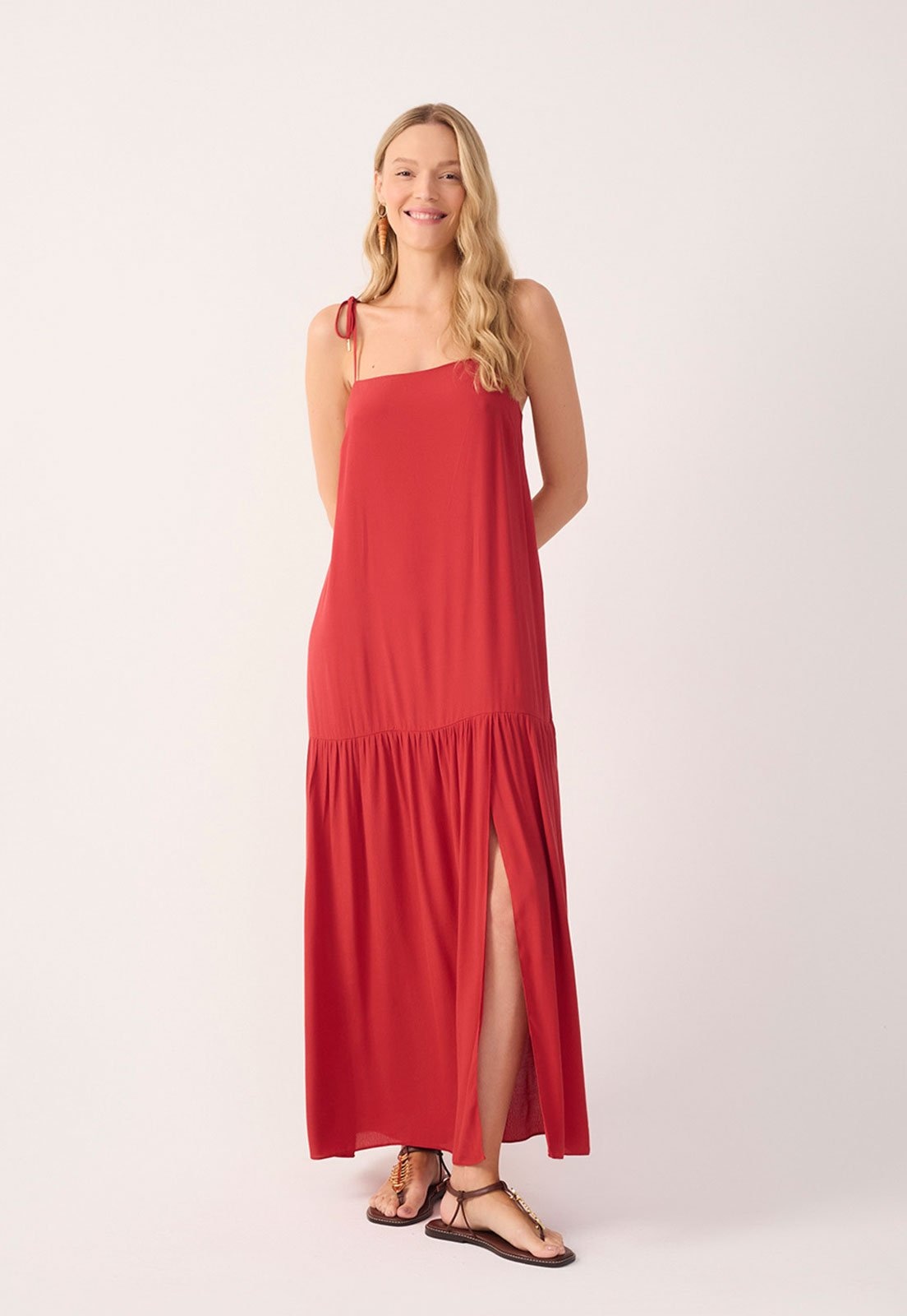 Imagem principal Vestido Longo Feminino Dress To Fenda Alça Ajustável Dress to vermelho