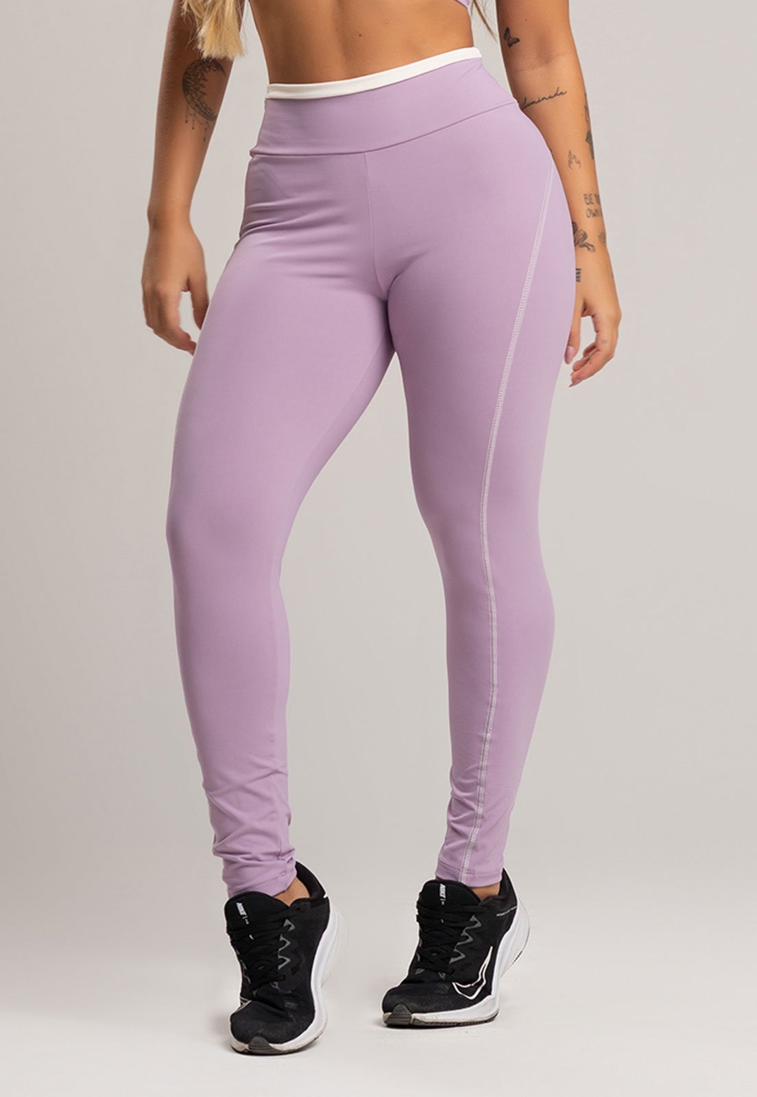 Imagem principal Calça Legging MVB Modas Cós de Vira Cintura Alta Feminina Poliamida Lavanda Mvb Modas lilás lavanda