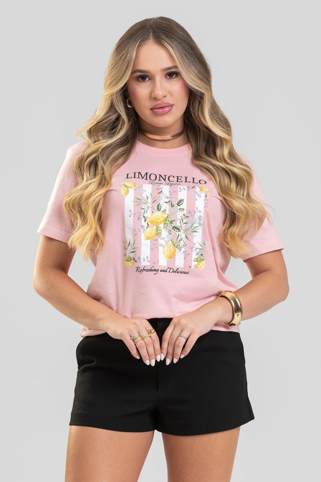 Imagem principal Camiseta Feminina Cianitas Estampa Lemon Liqueur Cianitas rosa