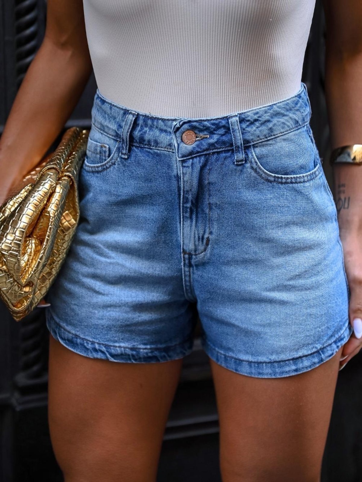 Imagem principal Short Jeans Feminino Crawling Cintura Alta Crawling azul