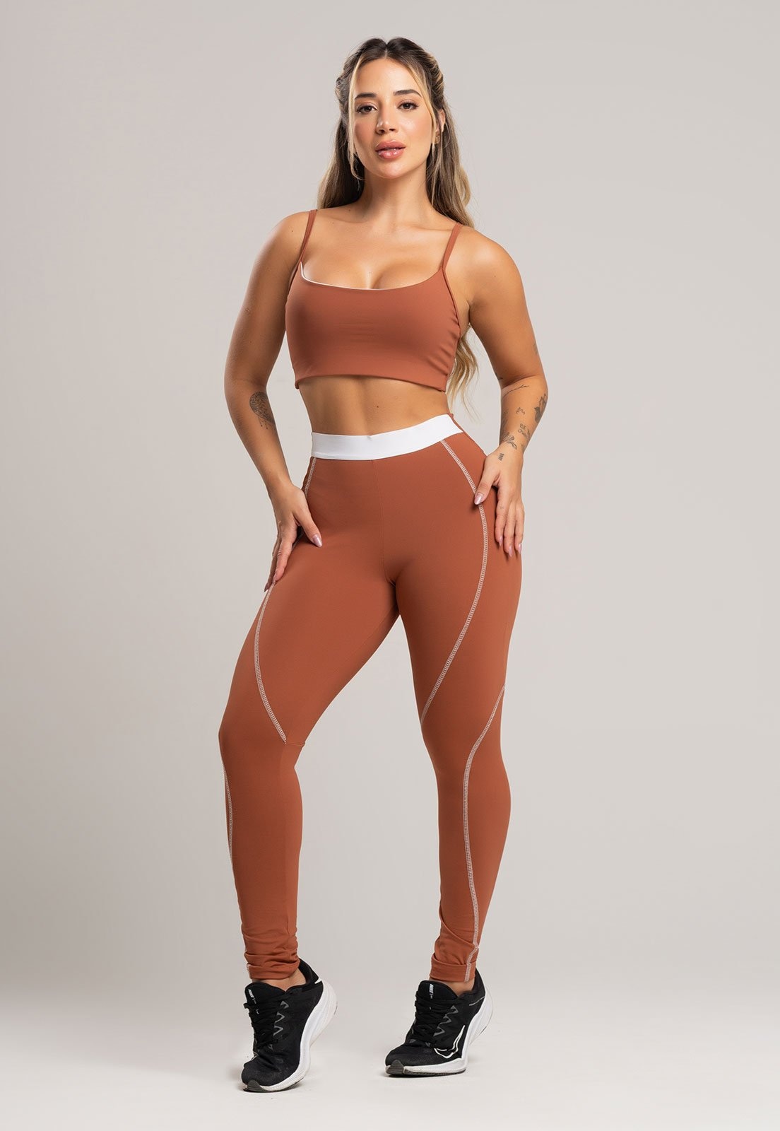 Imagem principal Calça Legging Academia MVB Modas com Elástico Cintura Alta Feminina Poliamida Mousse Mvb Modas marrom