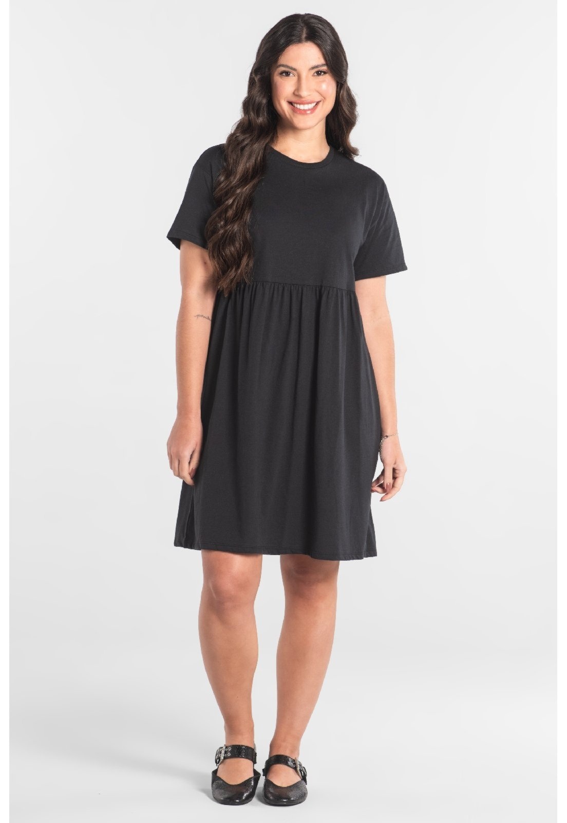Imagem principal Vestido de Manga Curta em Algodão Just Basic JUST BASIC preto