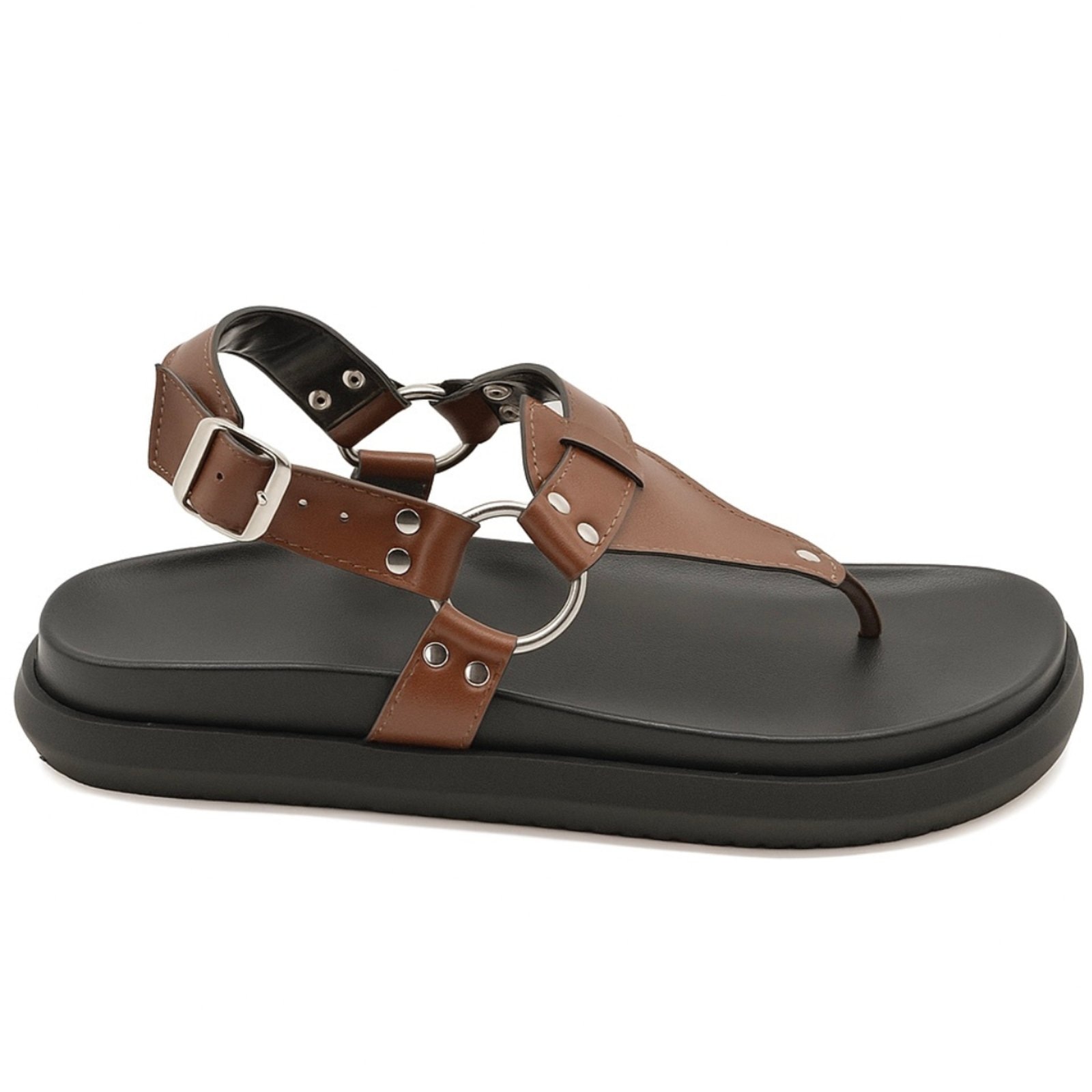 Imagem principal Papete Flatform Cacau Feminina Sandália Fashion Confortável 005 Sete Sales marrom