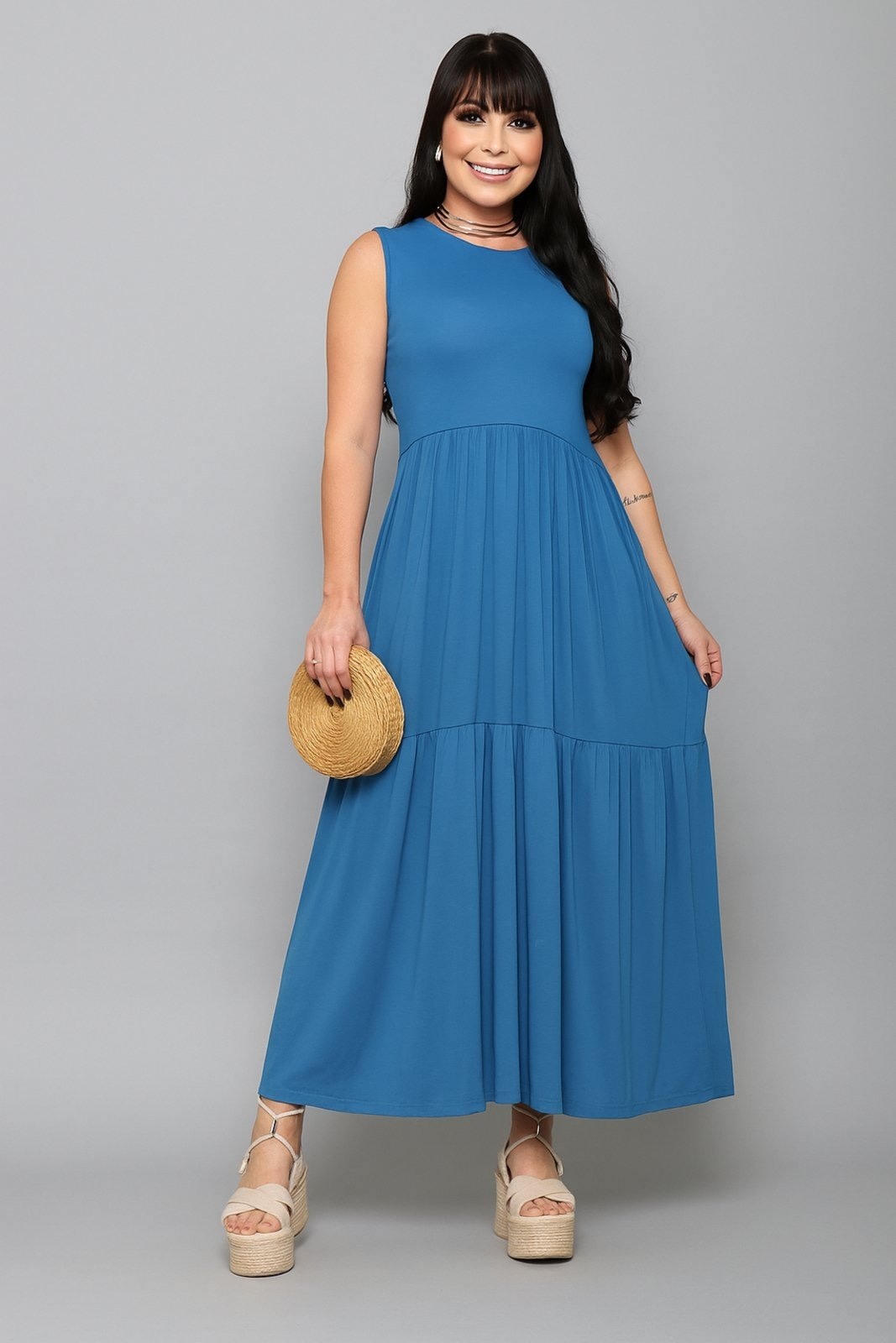 Imagem principal Vestido Longo D Bell Outlet Fashion Regata D BELL OUTLET FASHION azul