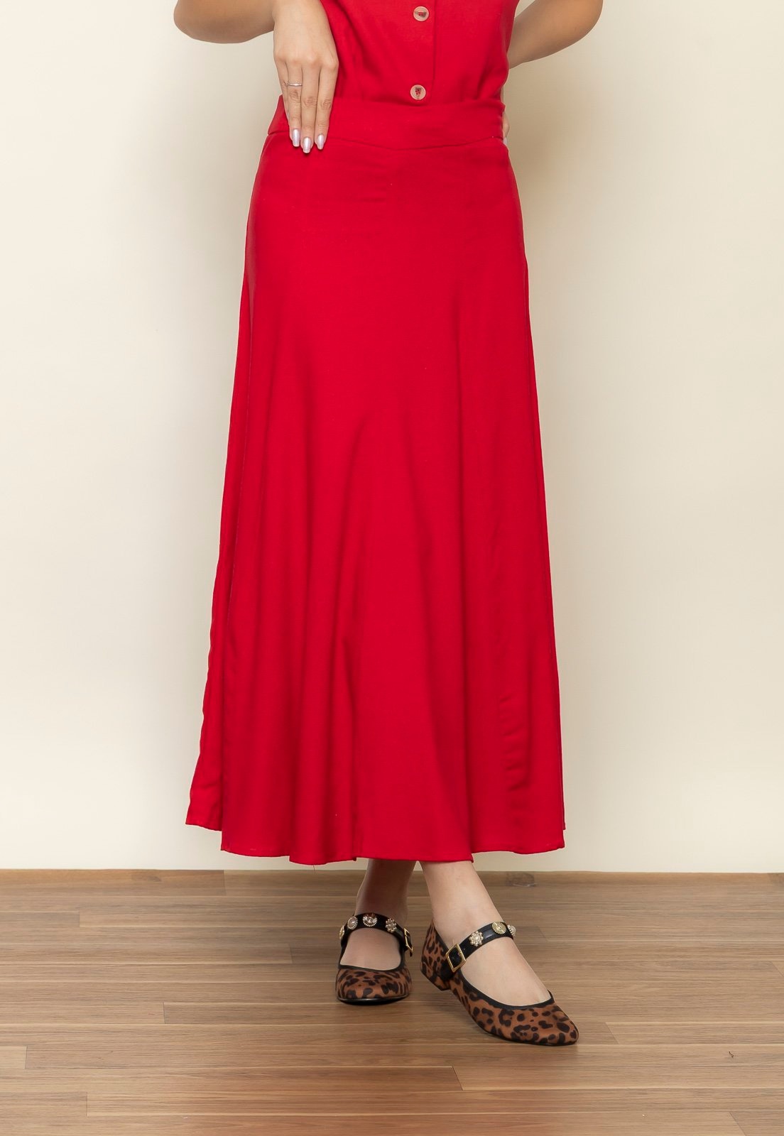 Imagem principal Saia Aura Linho Elastano Aura vermelho