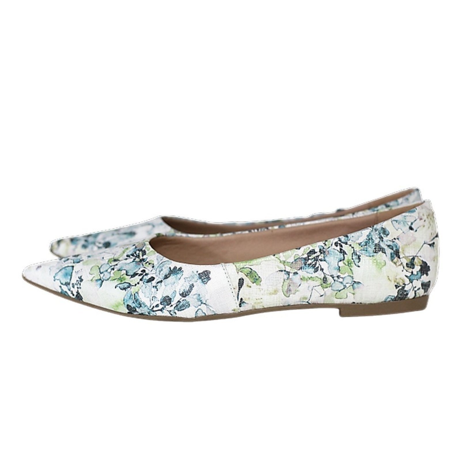 Imagem principal Sapatilha Feminina Bico Fino em Couro Salto Baixo Floral Spinelli verde