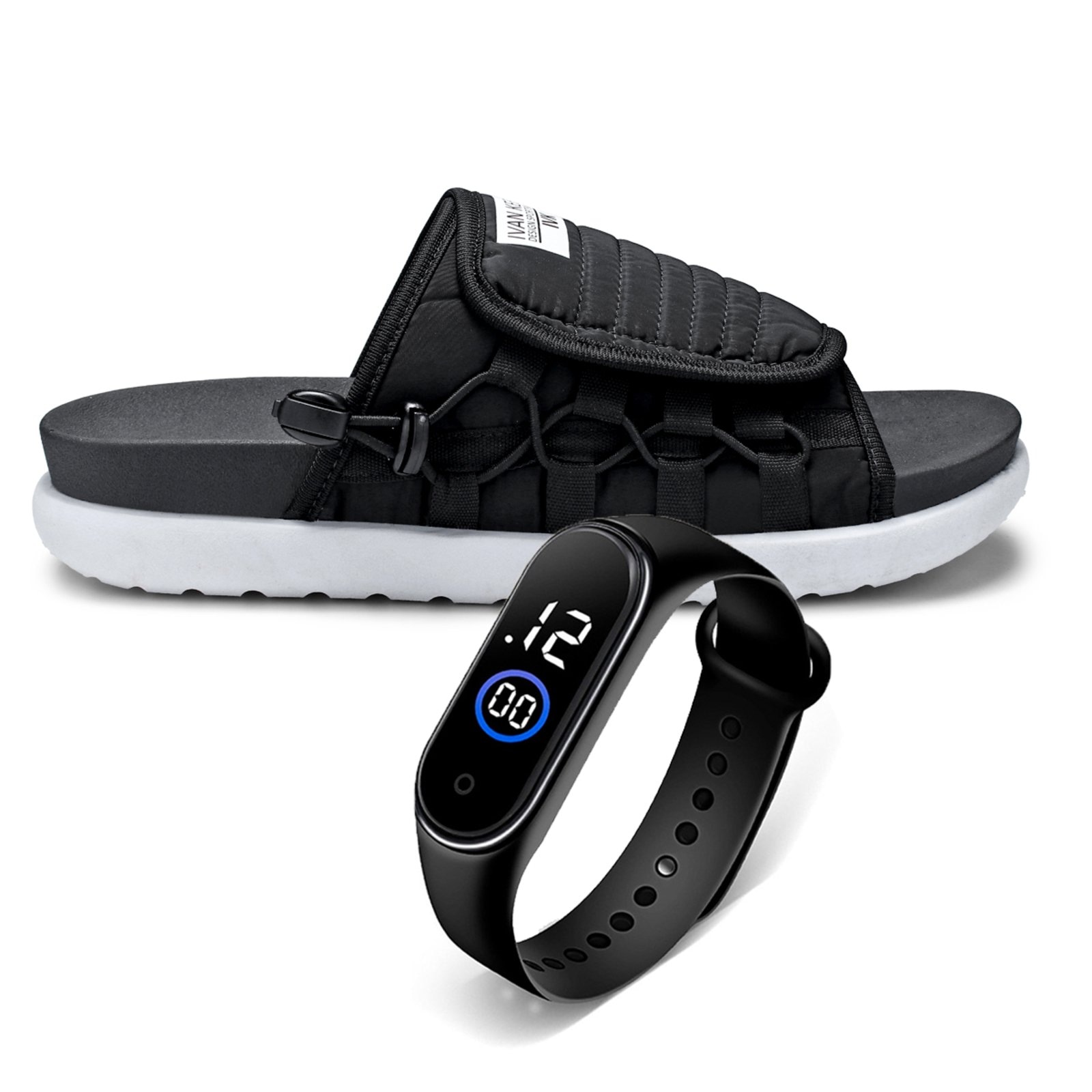 Imagem principal Chinelo Masculino Slide Com Relógio Confortável Anatômico Macio Moderno Antiderrapante ÉPICO CALÇADOS preto