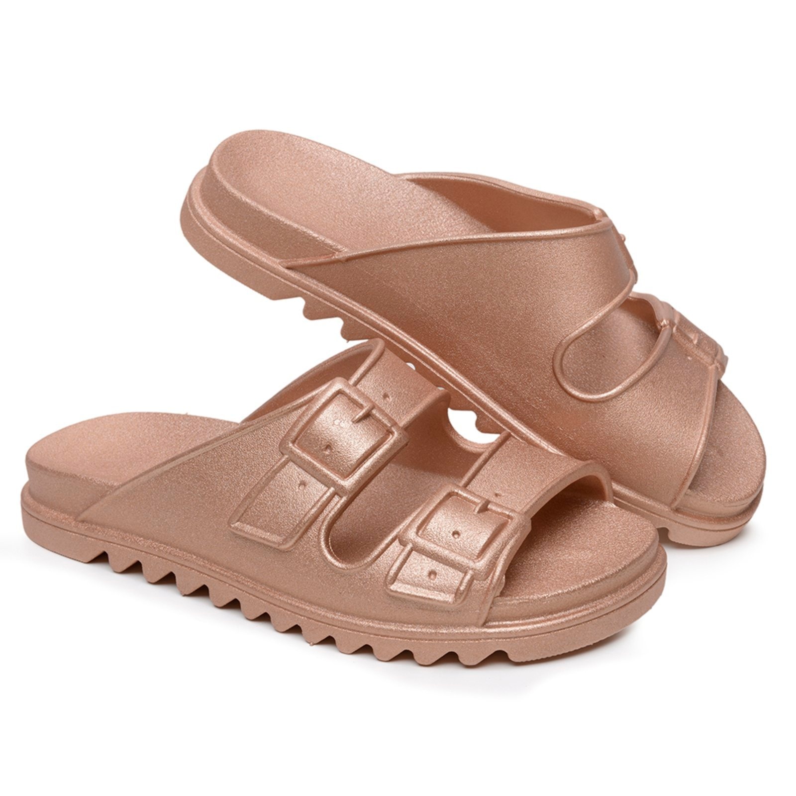 Imagem principal Chinela Feminina Flat A. Andrade Slide Casual Conforto Nuvem Versátil Verão Moda Metalizada Veritimo rosê